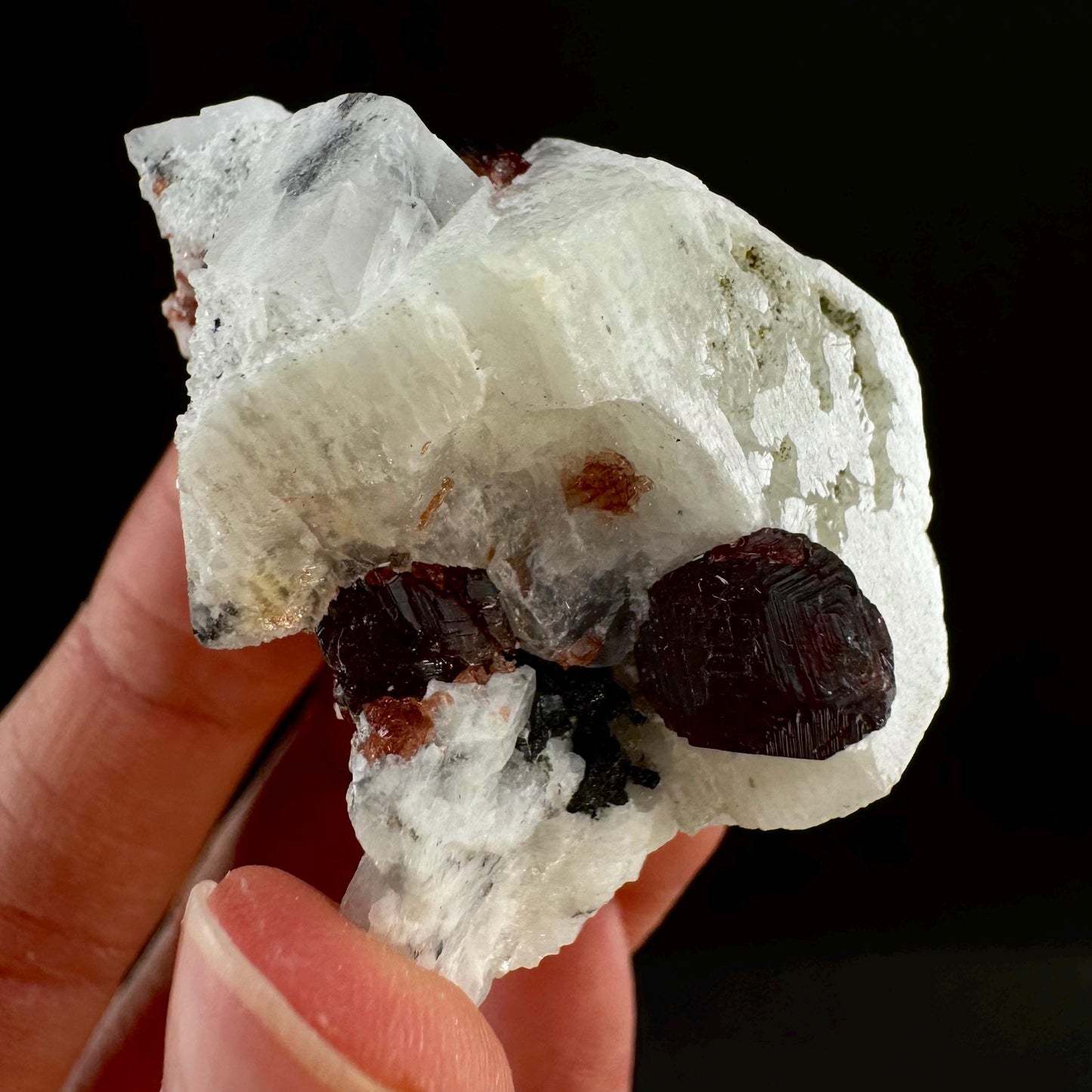 Spessartine Garnet with Albite (Pakistan) | raw garnet crystal, garnet crystal, rare crystals, orange garnet, mineral specimen