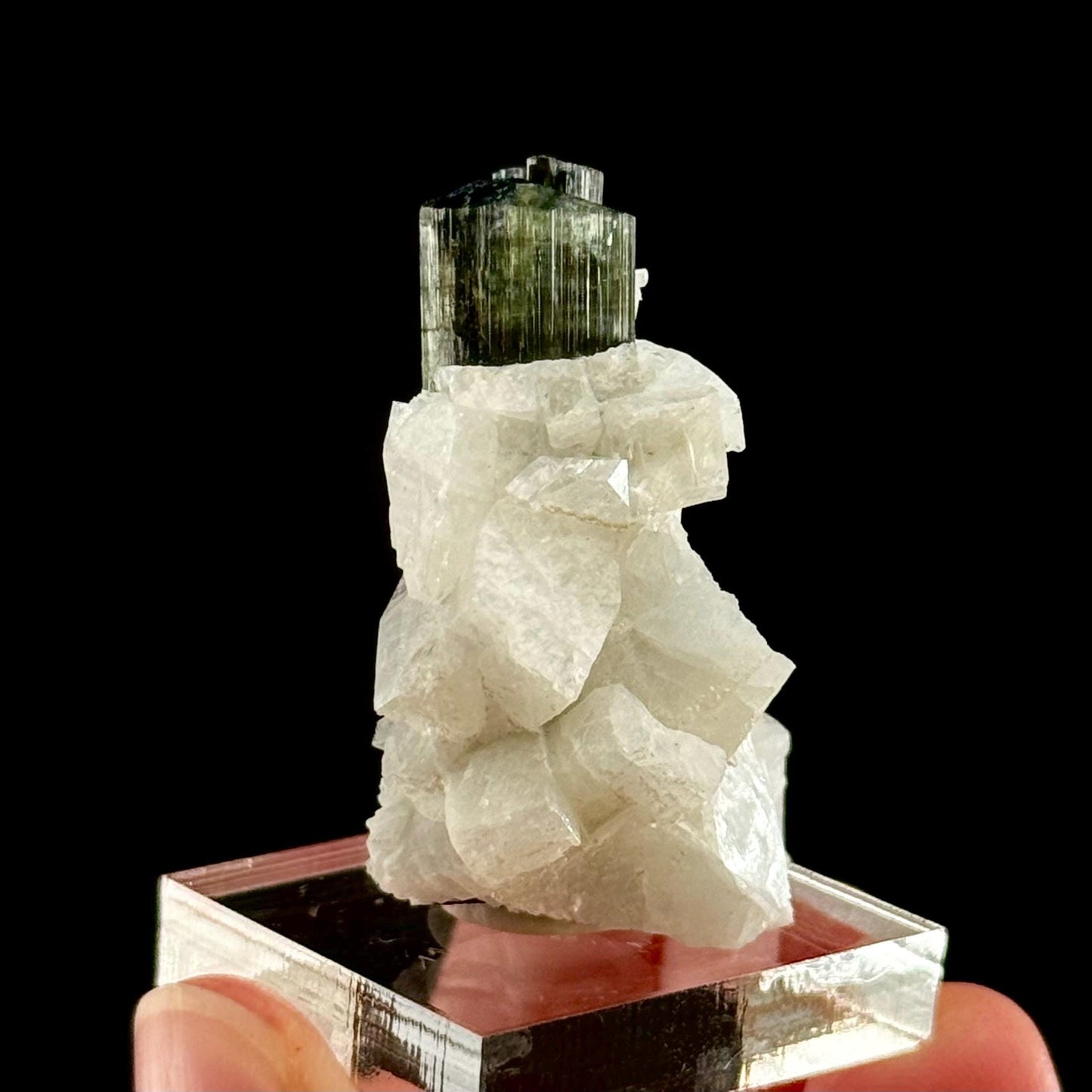 Green Cap Tourmaline with Albite (Pakistan) | raw tourmaline, green tourmaline, tourmaline crystal, rare minerals, rare crystals