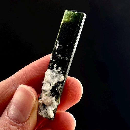 Green Cap Tourmaline with Albite (Pakistan) | raw tourmaline, green tourmaline, tourmaline crystal, rare minerals, rare crystals