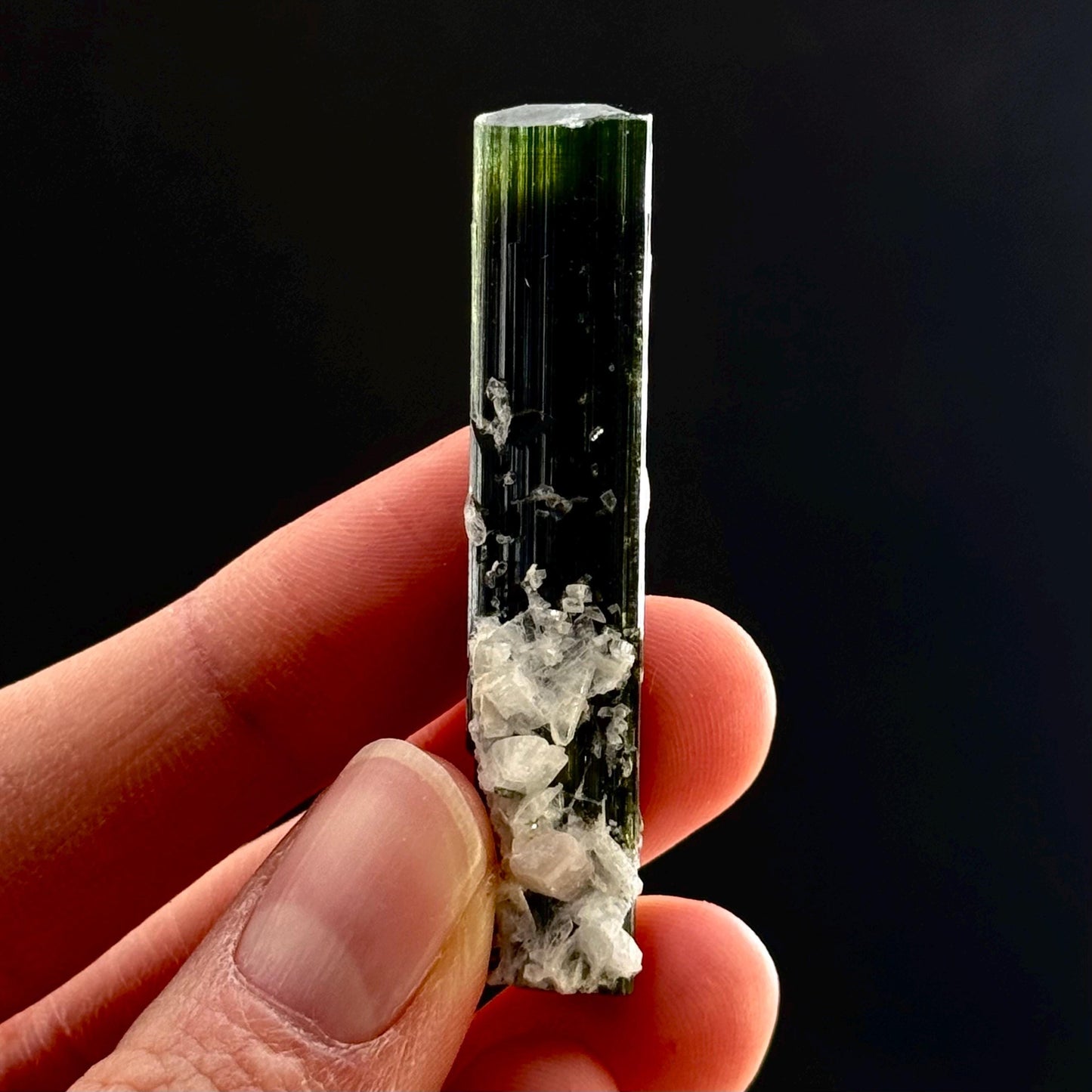 Green Cap Tourmaline with Albite (Pakistan) | raw tourmaline, green tourmaline, tourmaline crystal, rare minerals, rare crystals
