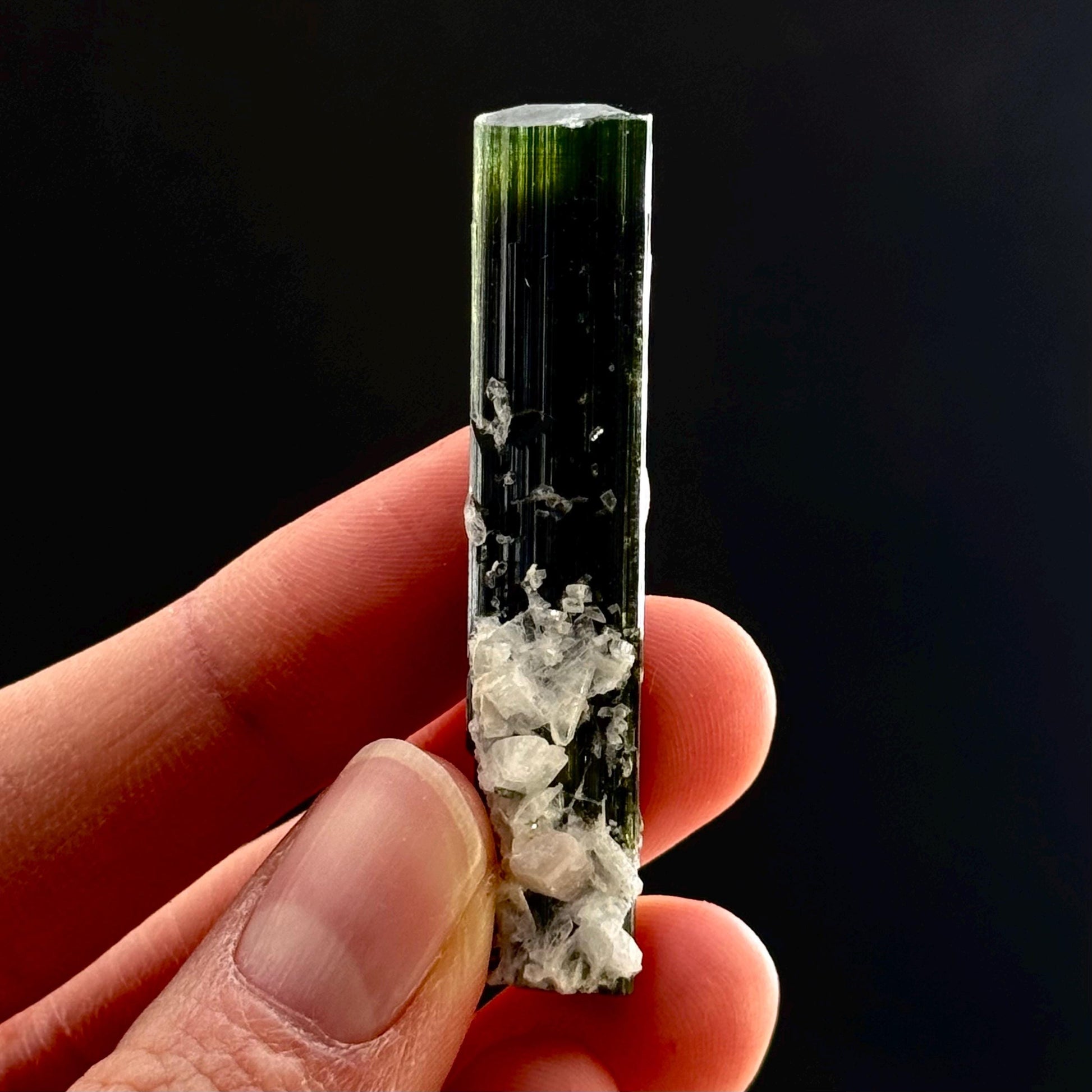 Green Cap Tourmaline with Albite (Pakistan) | raw tourmaline, green tourmaline, tourmaline crystal, rare minerals, rare crystals