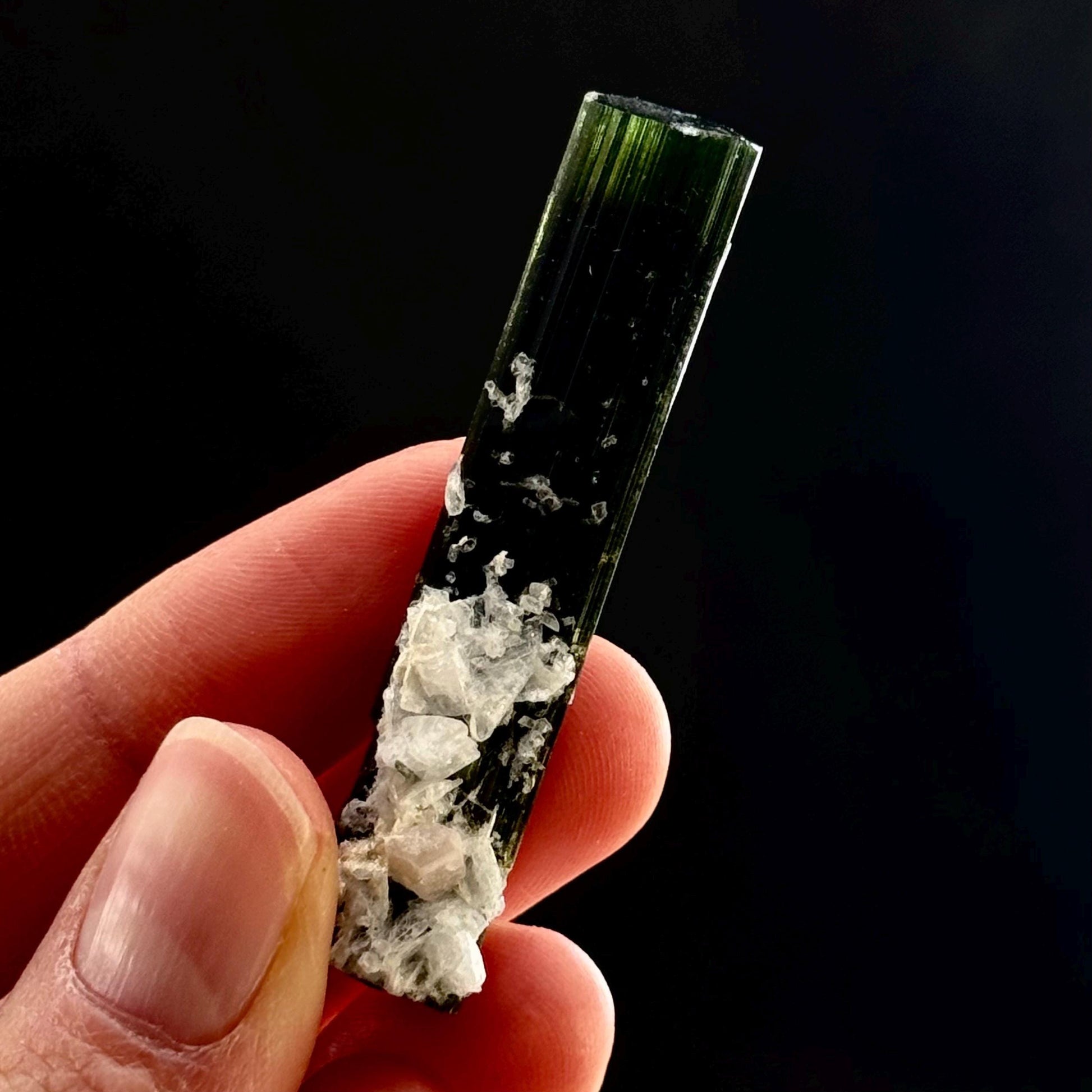Green Cap Tourmaline with Albite (Pakistan) | raw tourmaline, green tourmaline, tourmaline crystal, rare minerals, rare crystals