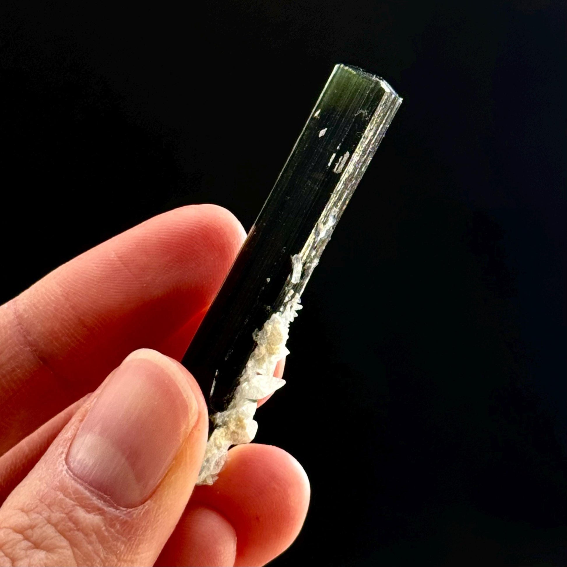 Green Cap Tourmaline with Albite (Pakistan) | raw tourmaline, green tourmaline, tourmaline crystal, rare minerals, rare crystals