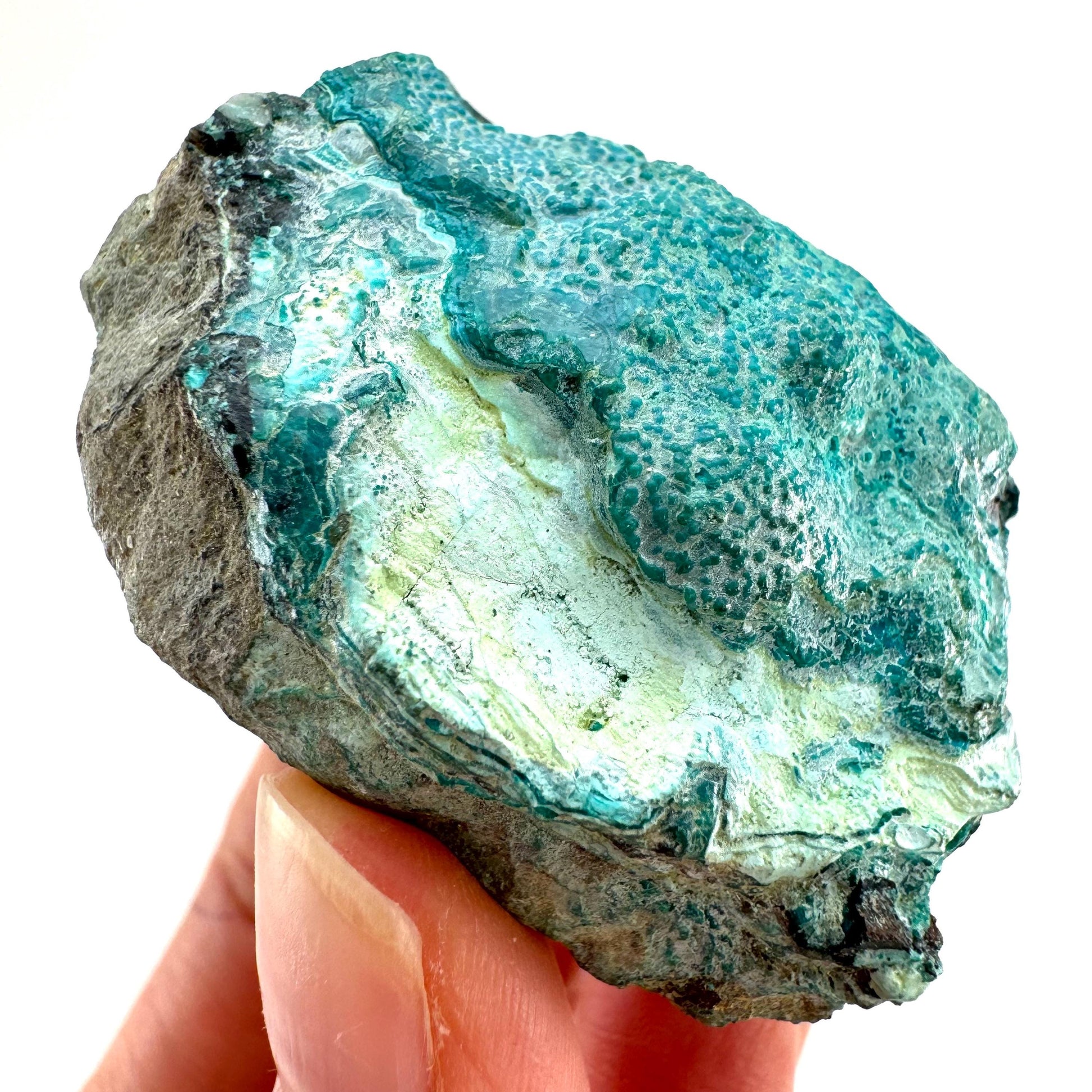 Chrysocolla Specimen (Congo), raw chrysocolla, botryoidal chrysocolla, chrysocolla crystal, rare crystals