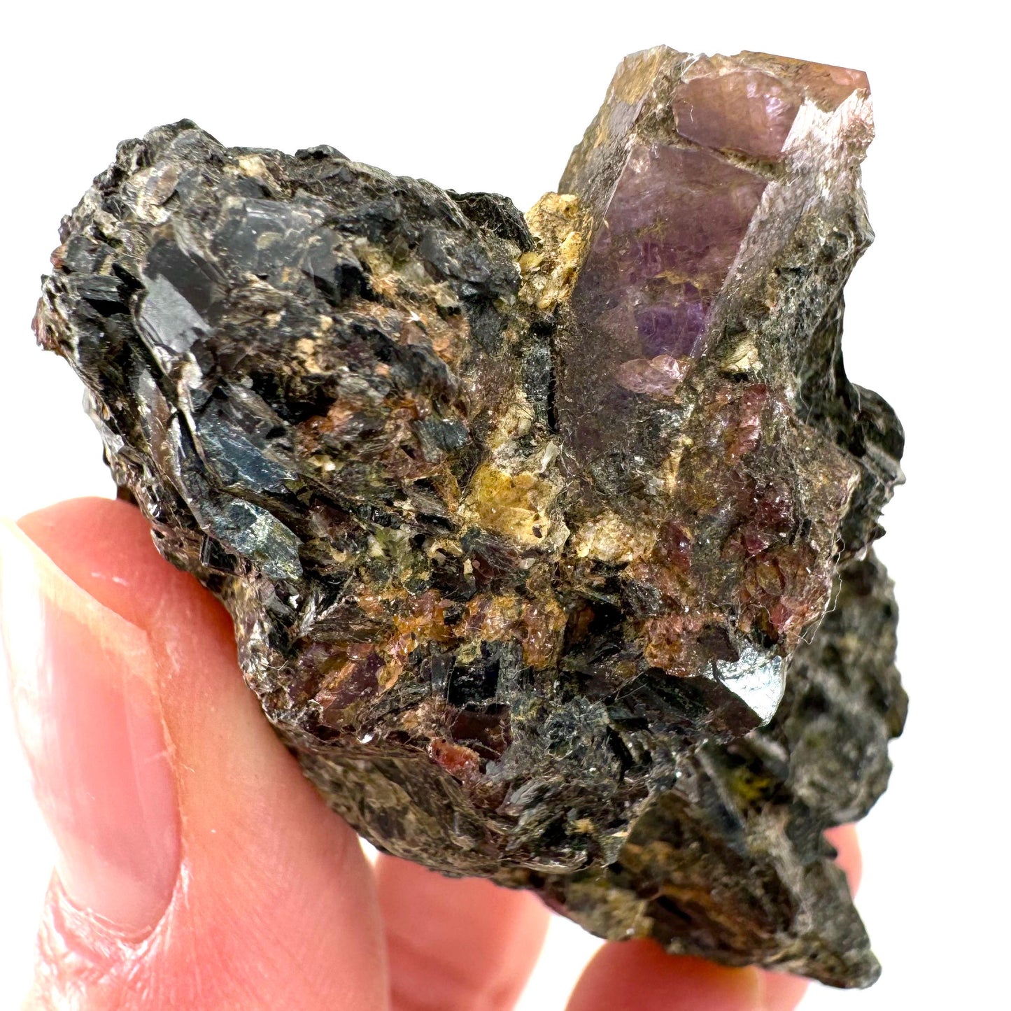 Sapphire on Matrix (Madagascar) | natural blue sapphire, purple sapphire, corundum var. sapphire, mineral specimen, rare crystals