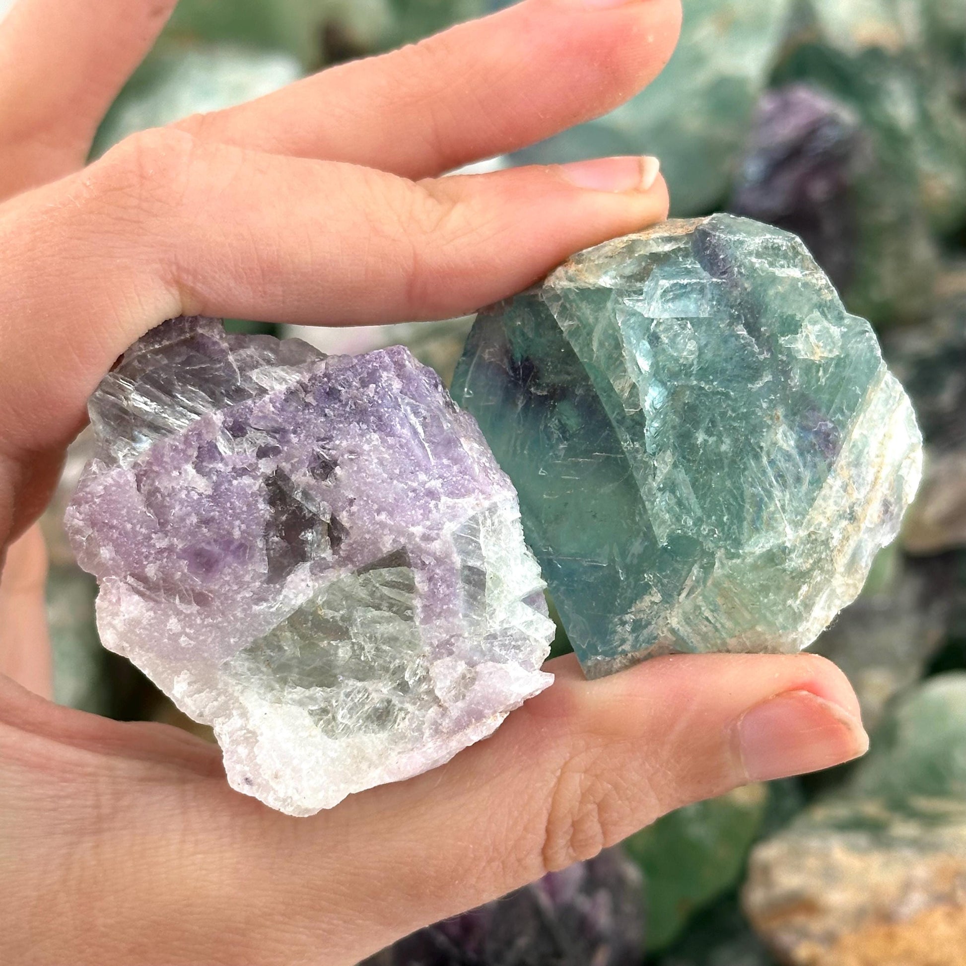 Raw Fluorite Chunk (Namibia) | fluorite cluster, rainbow fluorite, green fluorite, raw crystals, mineral specimen