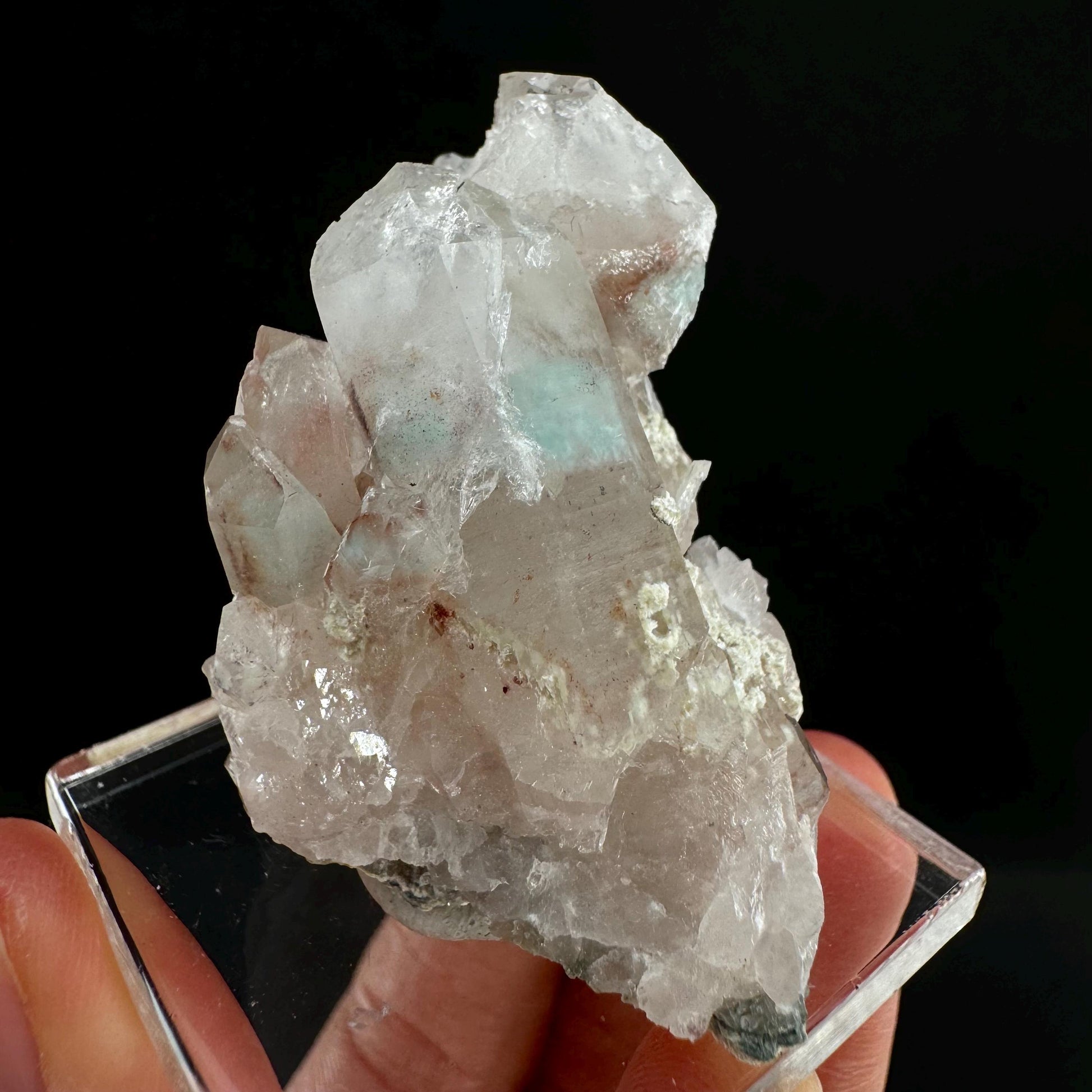 Rare! Ajoite, Copper, & Kaolinite Included Quartz (South Africa) | ajoite quartz, blue quartz, rare minerals, terminated ajoite quartz