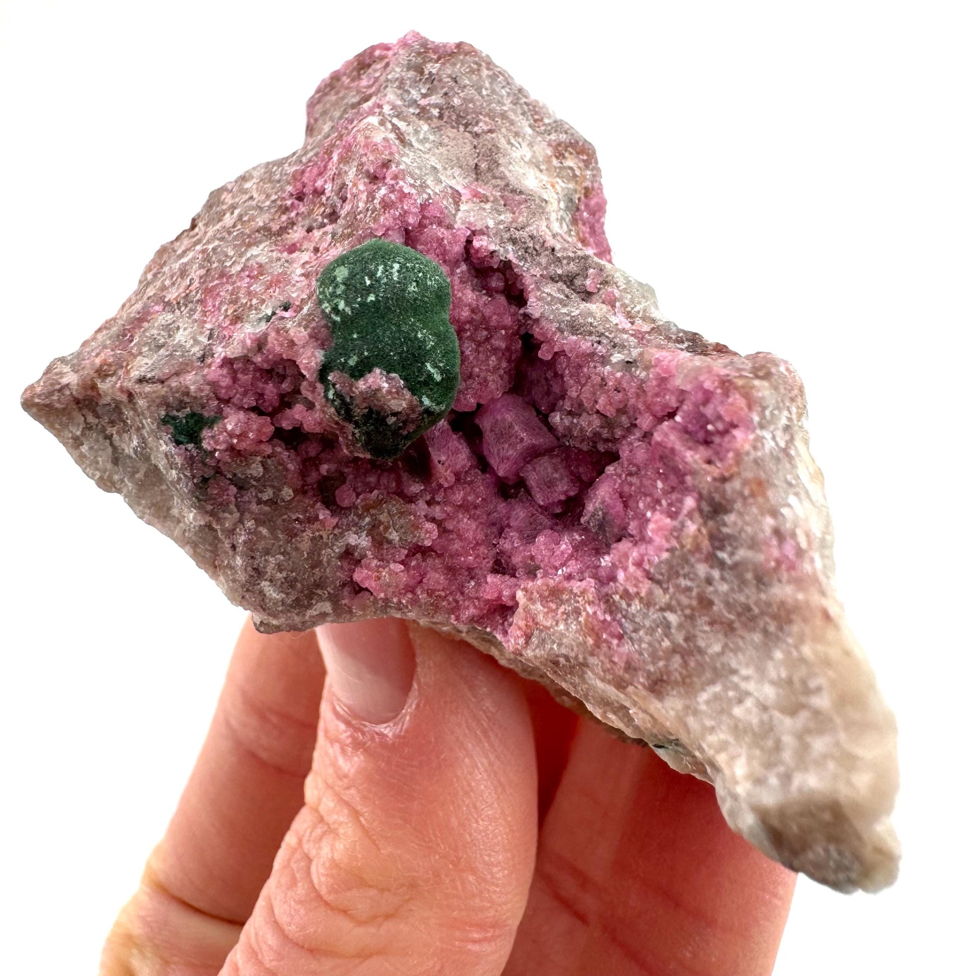Sparkly Cobalto Calcite & Malachite Specimen (Congo), cobalto calcite, cobaltoan calcite, salrose