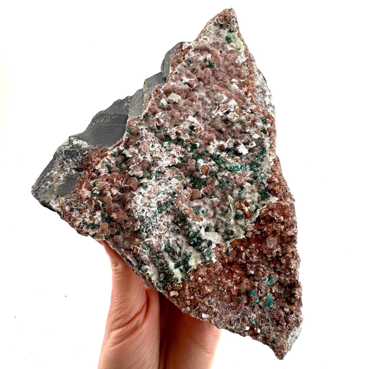 Sparkly Cobalto Calcite & Malachite Specimen (Congo), cobalto calcite, cobaltoan calcite, salrose