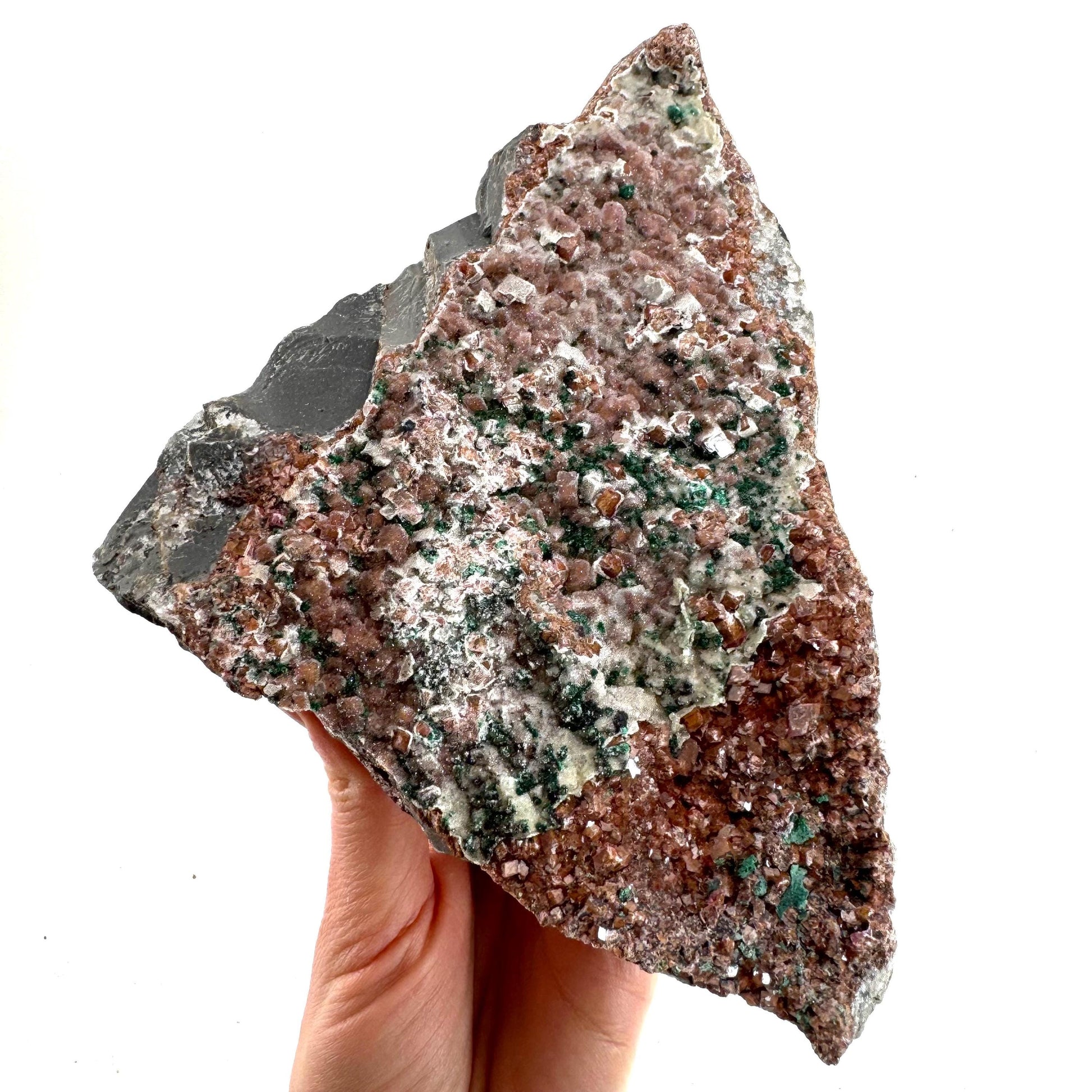 Sparkly Cobalto Calcite & Malachite Specimen (Congo), cobalto calcite, cobaltoan calcite, salrose