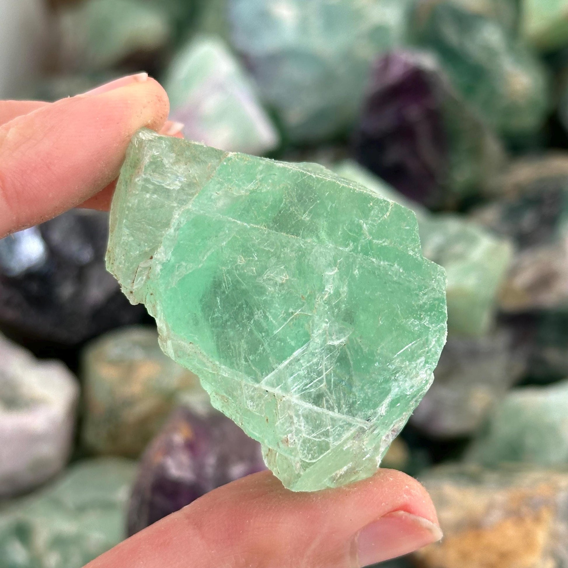 Raw Fluorite Chunk (Namibia) | fluorite cluster, rainbow fluorite, green fluorite, raw crystals, mineral specimen