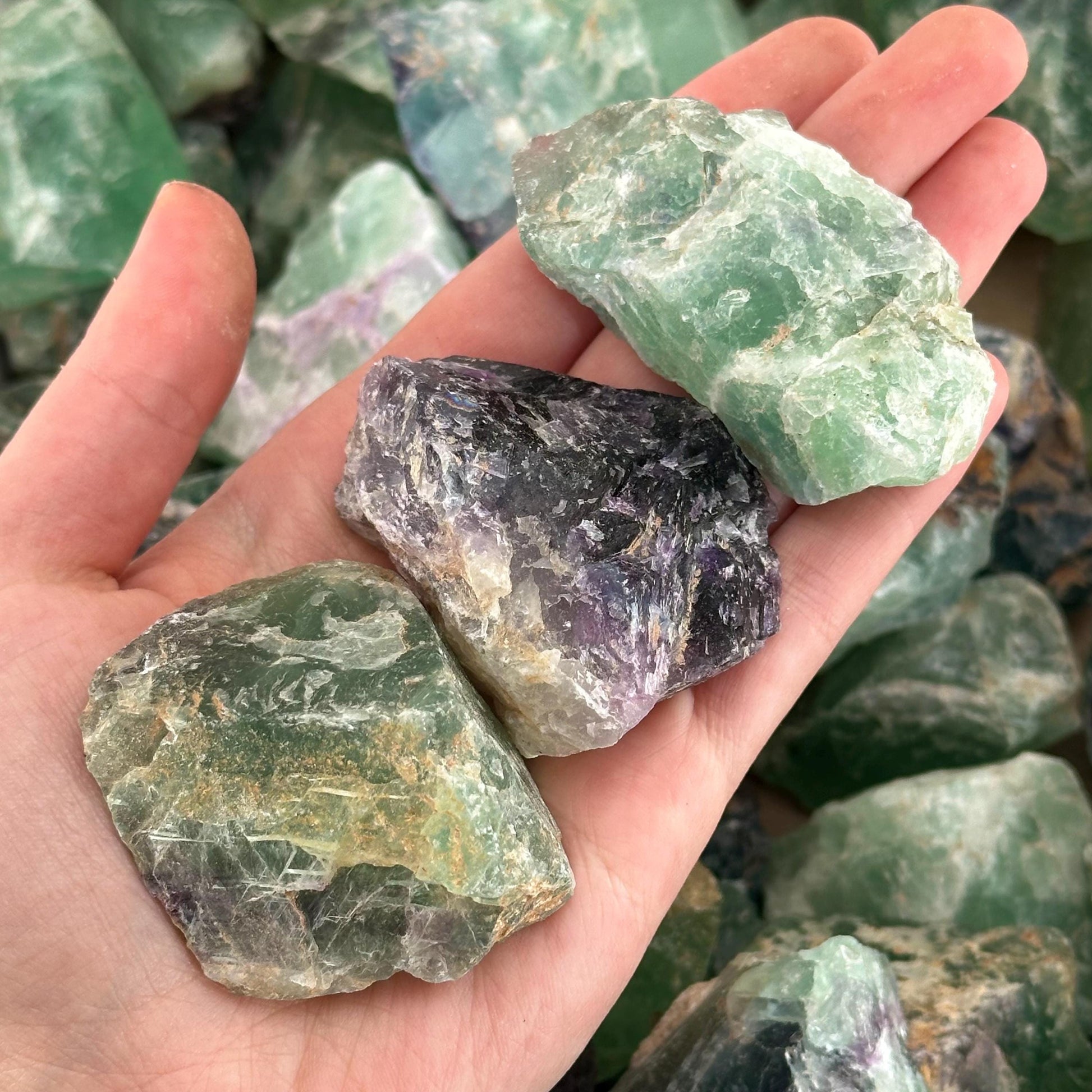 Raw Fluorite Chunk (Namibia) | fluorite cluster, rainbow fluorite, green fluorite, raw crystals, mineral specimen