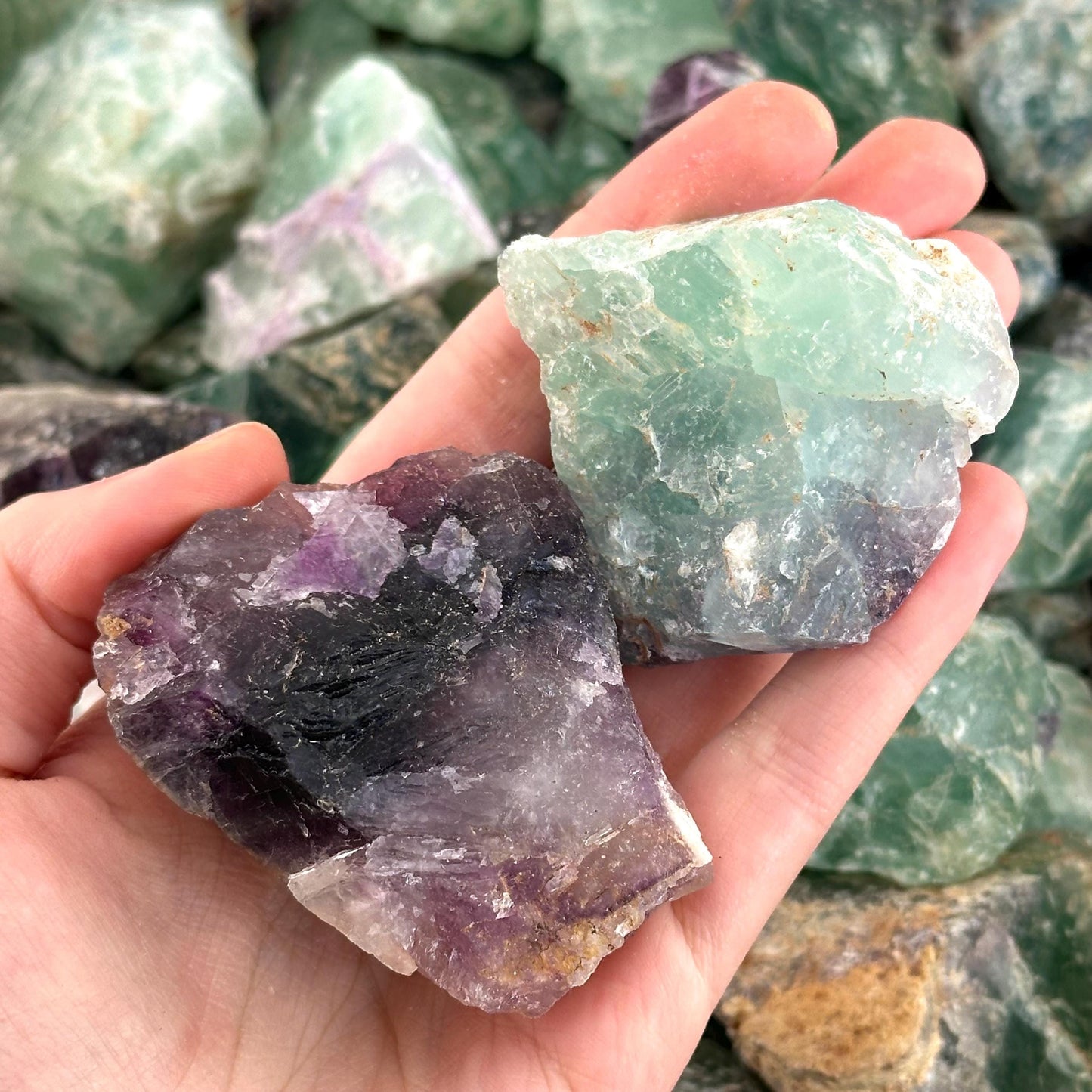 Raw Fluorite Chunk (Namibia) | fluorite cluster, rainbow fluorite, green fluorite, raw crystals, mineral specimen