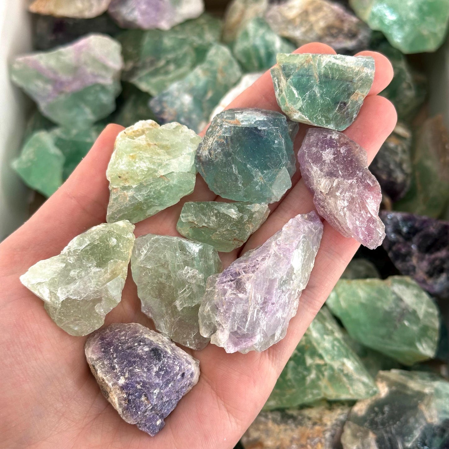 Raw Fluorite Chunk (Namibia) | fluorite cluster, rainbow fluorite, green fluorite, raw crystals, mineral specimen