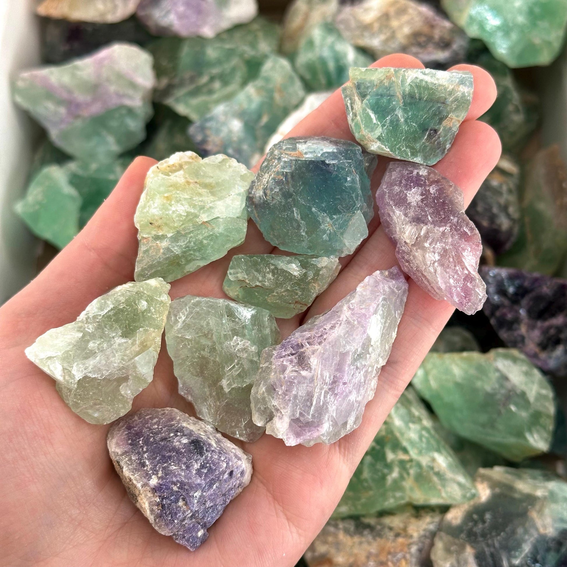Raw Fluorite Chunk (Namibia) | fluorite cluster, rainbow fluorite, green fluorite, raw crystals, mineral specimen