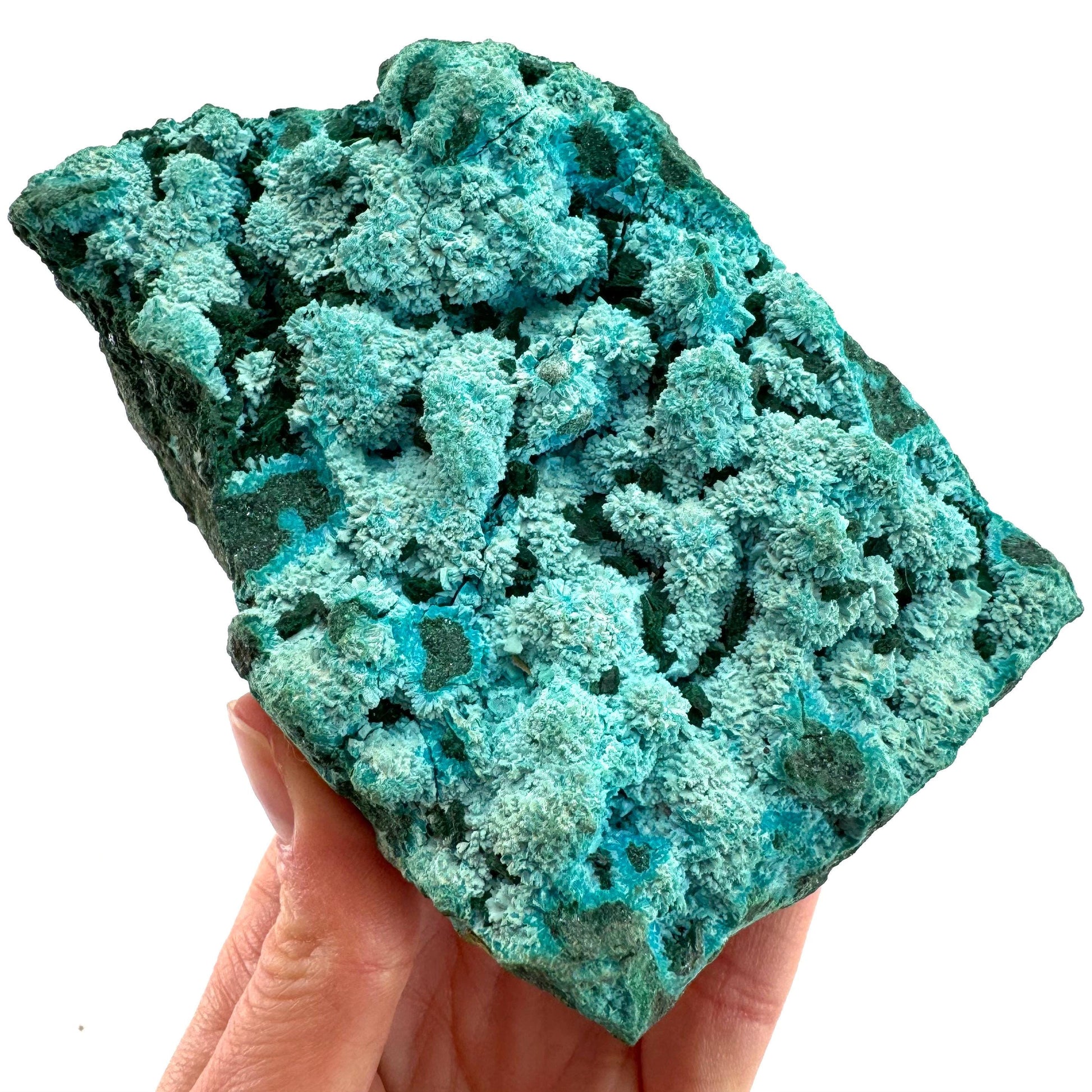 Semi Crystalline Chrysocolla over Malachite Specimen (Congo), raw chrysocolla, raw malachite, mineral specimen