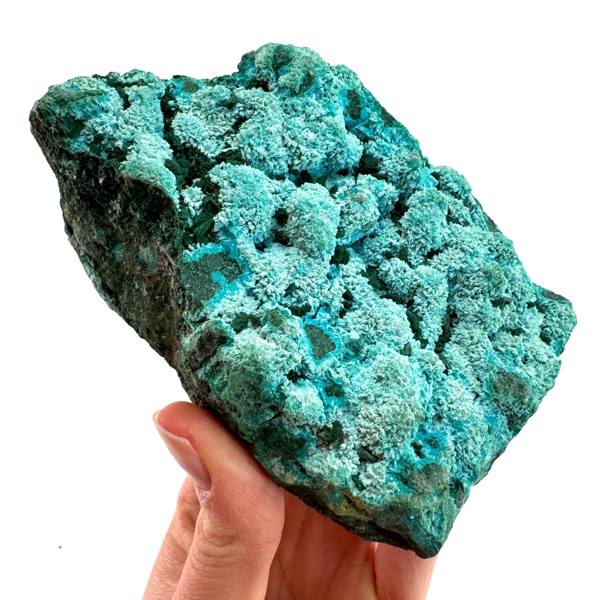 Semi Crystalline Chrysocolla over Malachite Specimen (Congo), raw chrysocolla, raw malachite, mineral specimen