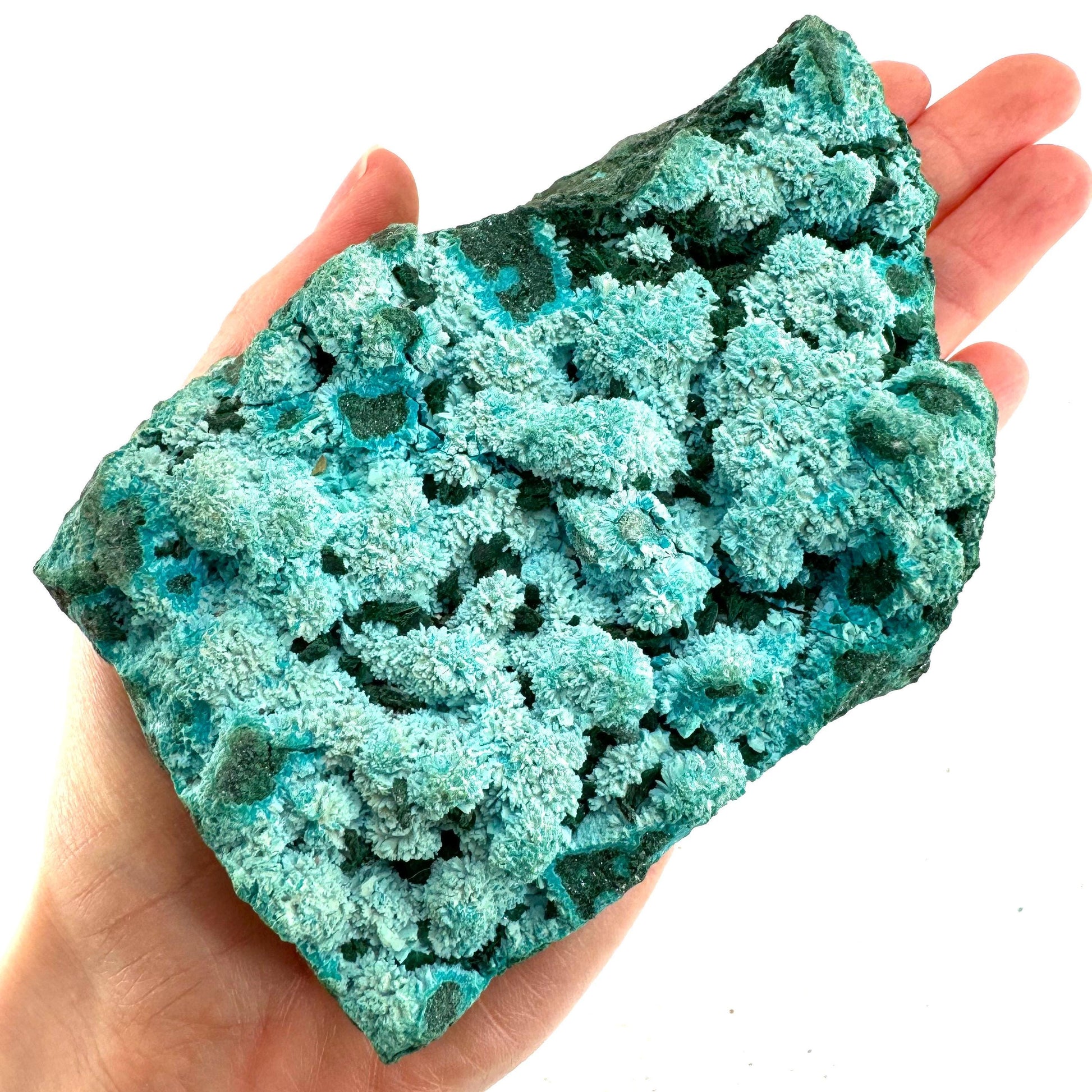 Semi Crystalline Chrysocolla over Malachite Specimen (Congo), raw chrysocolla, raw malachite, mineral specimen