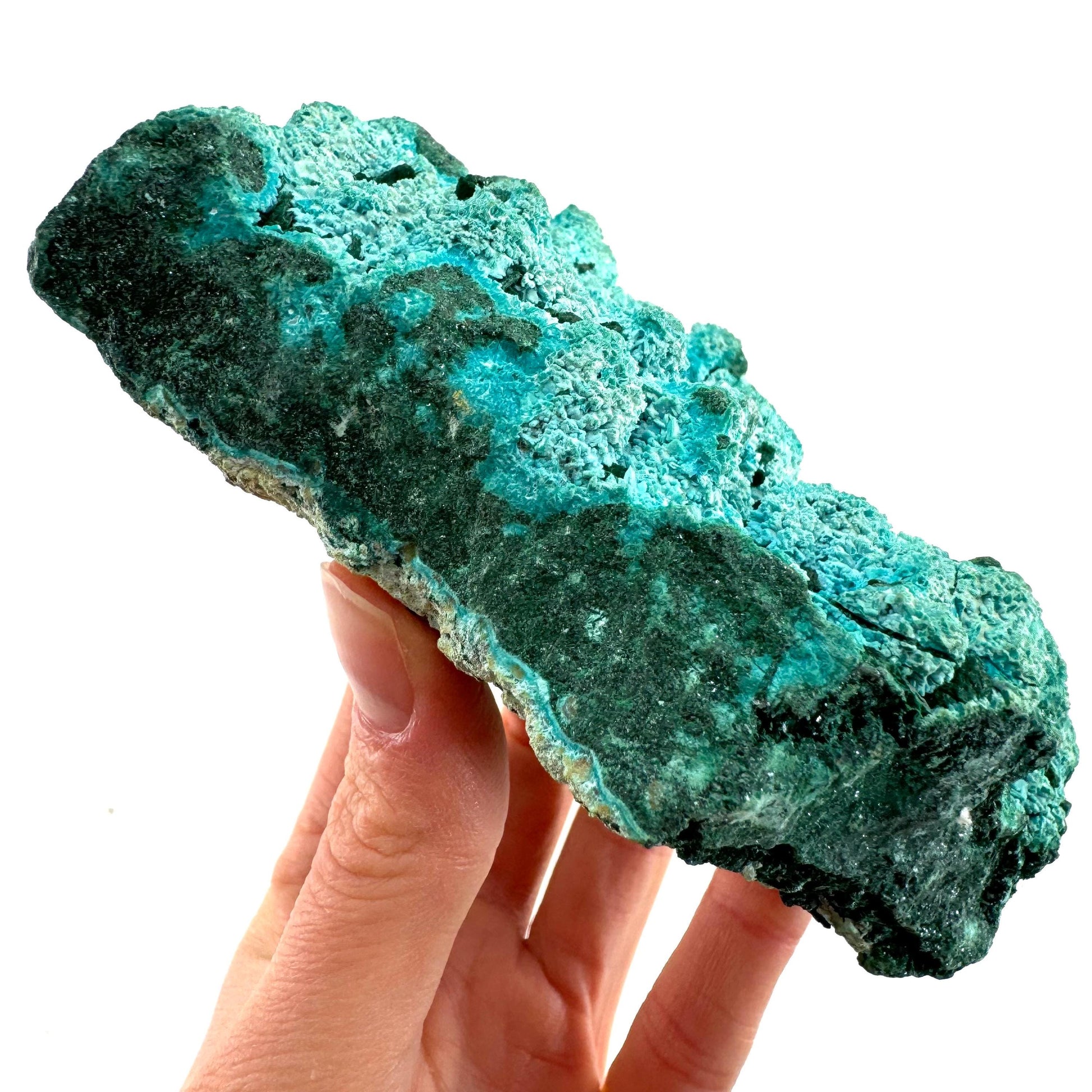 Semi Crystalline Chrysocolla over Malachite Specimen (Congo), raw chrysocolla, raw malachite, mineral specimen
