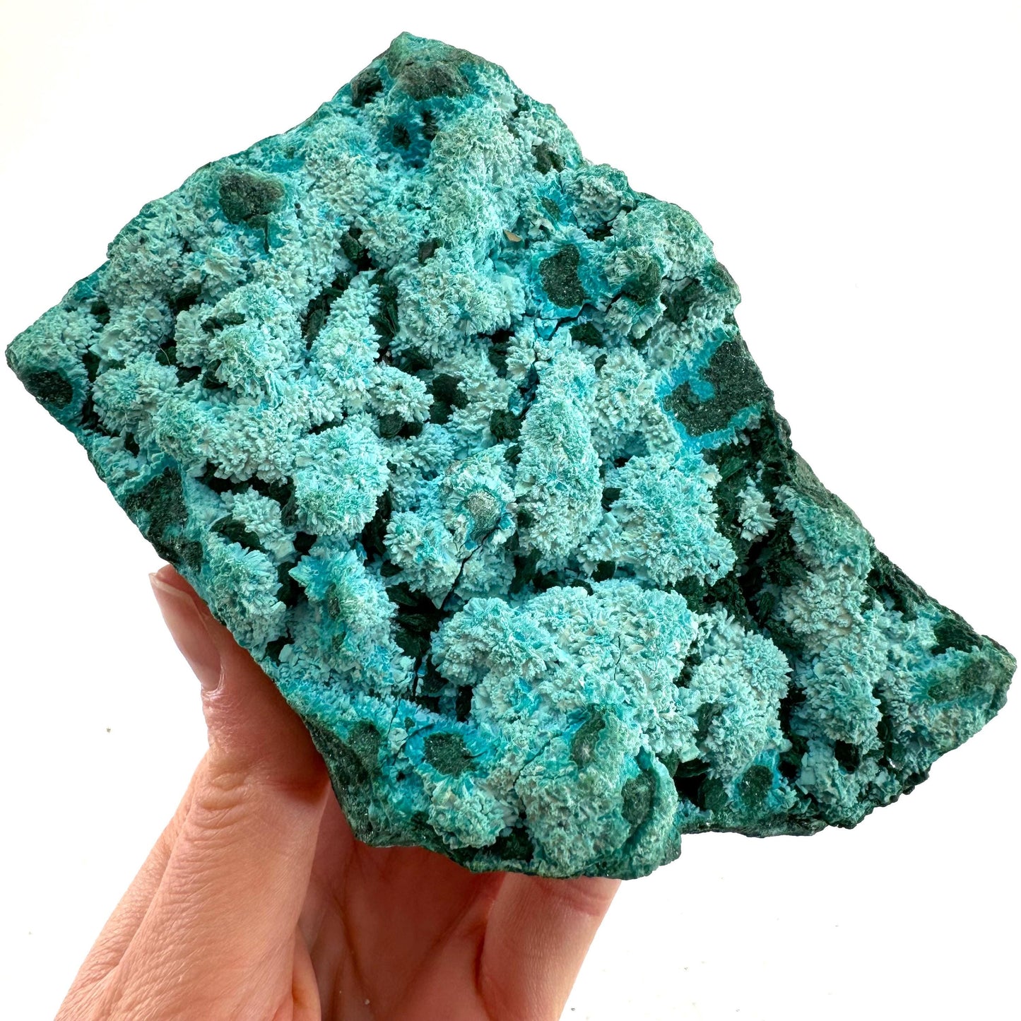 Semi Crystalline Chrysocolla over Malachite Specimen (Congo), raw chrysocolla, raw malachite, mineral specimen