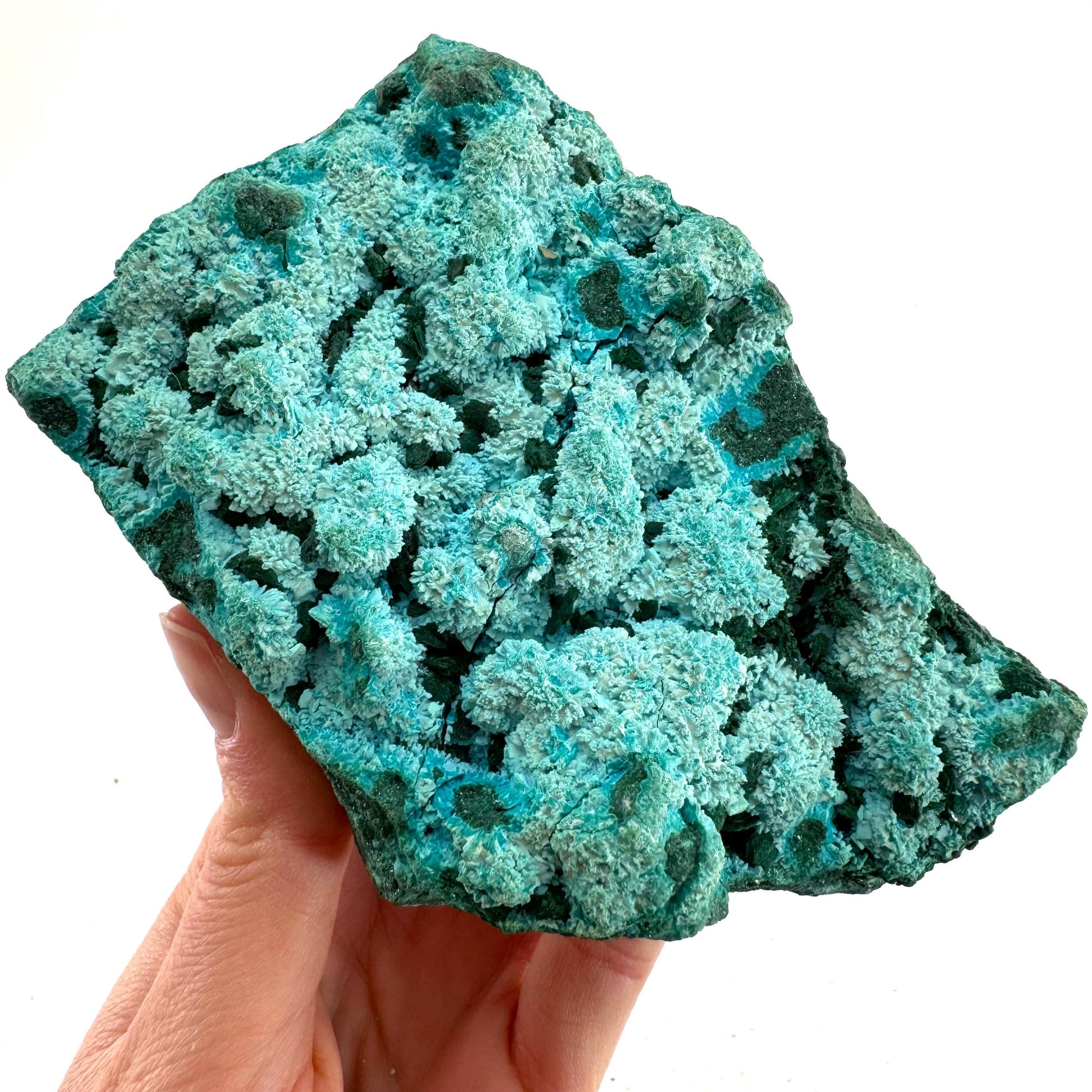 Semi Crystalline Chrysocolla over Malachite Specimen (Congo), raw chrysocolla, raw malachite, mineral specimen
