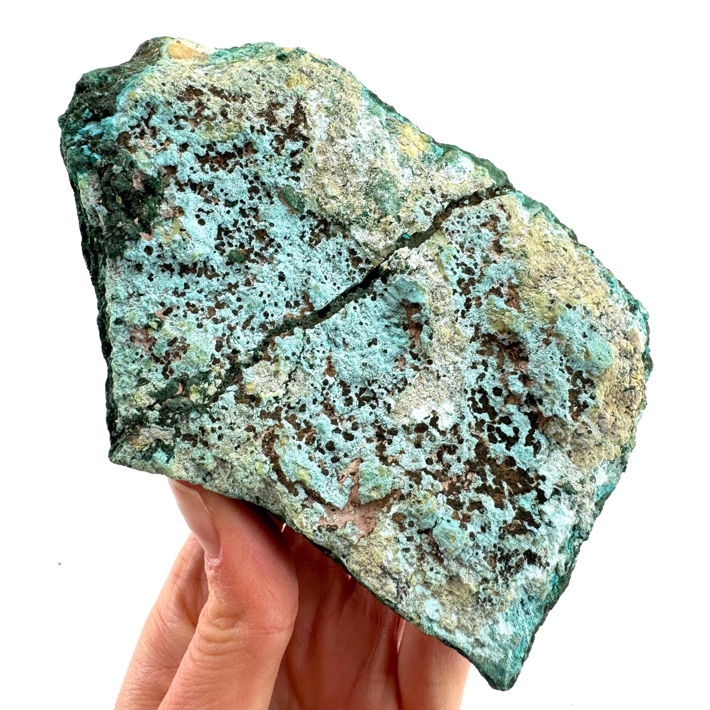 Semi Crystalline Chrysocolla over Malachite Specimen (Congo), raw chrysocolla, raw malachite, mineral specimen