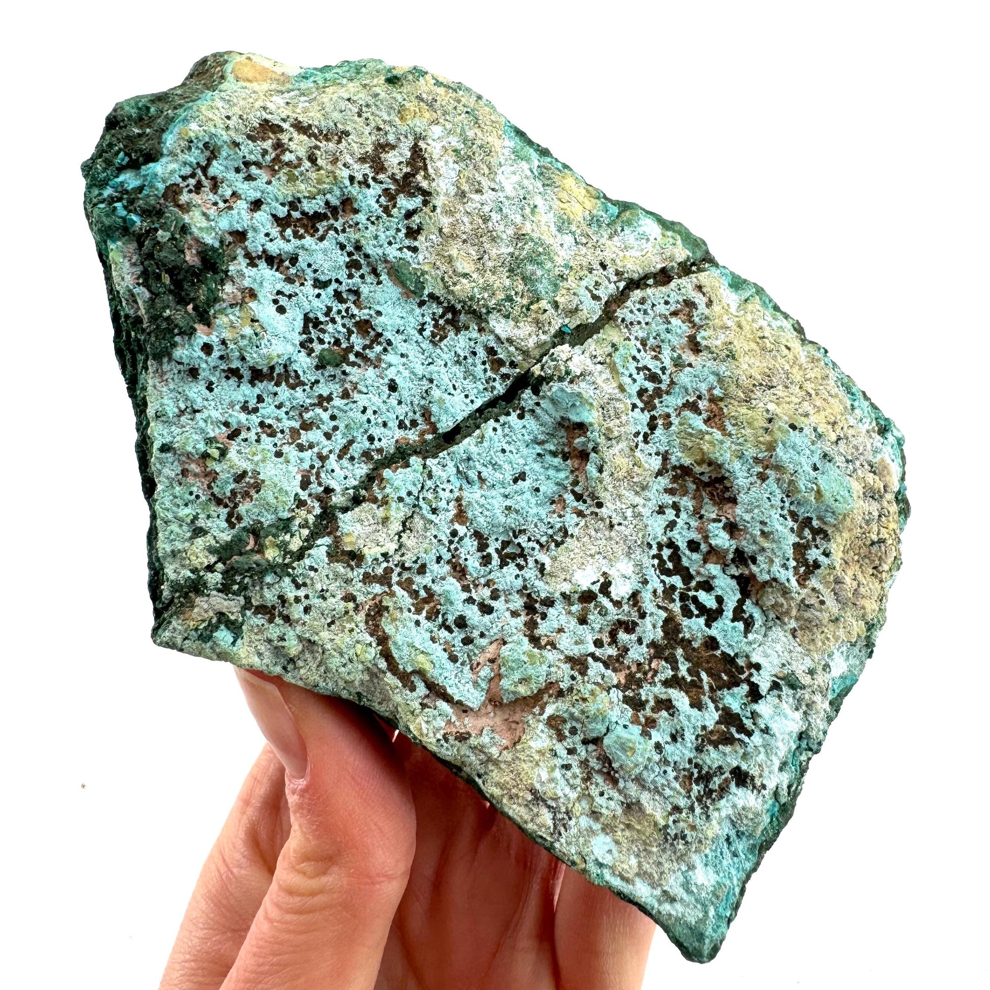 Semi Crystalline Chrysocolla over Malachite Specimen (Congo), raw chrysocolla, raw malachite, mineral specimen