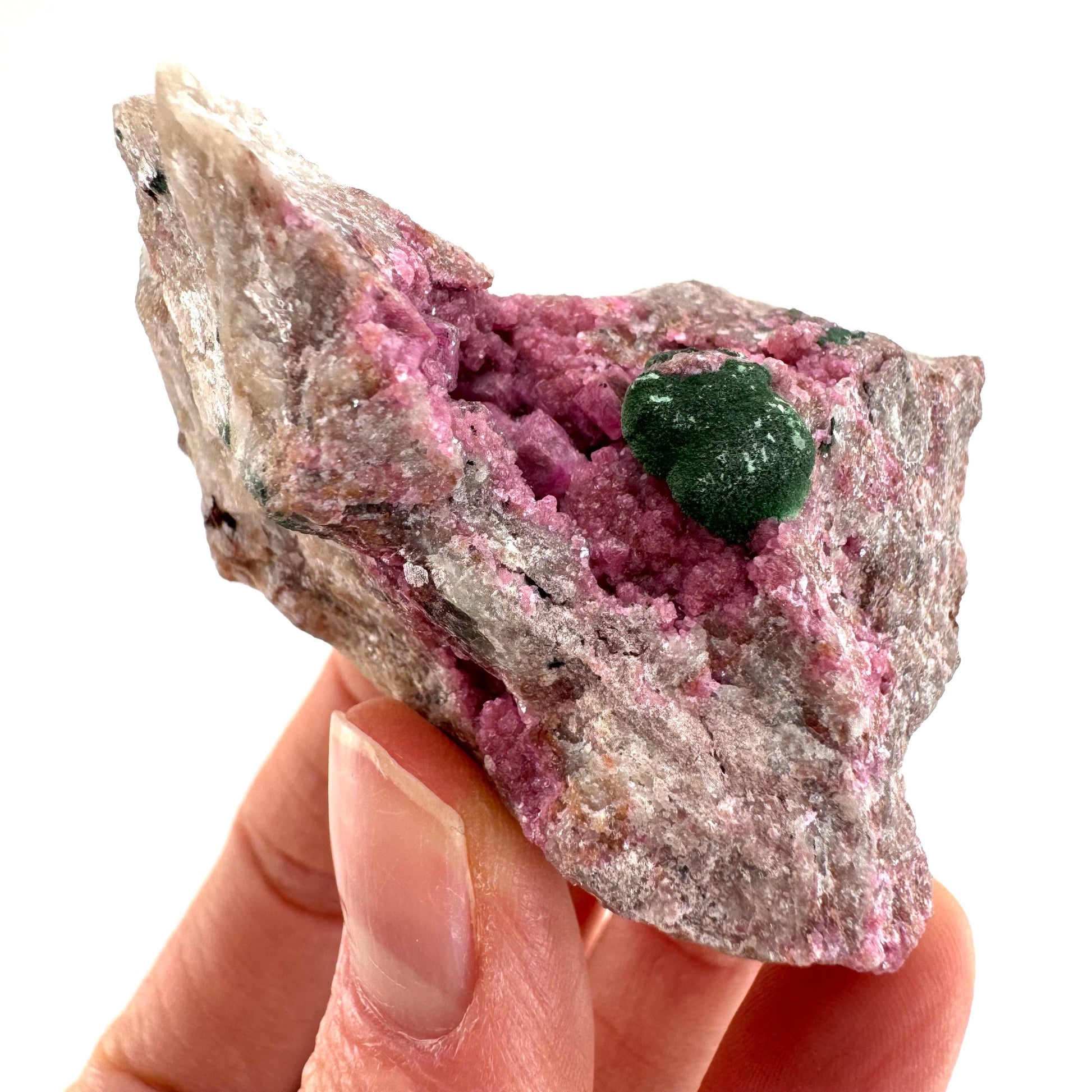 Sparkly Cobalto Calcite & Malachite Specimen (Congo), cobalto calcite, cobaltoan calcite, salrose