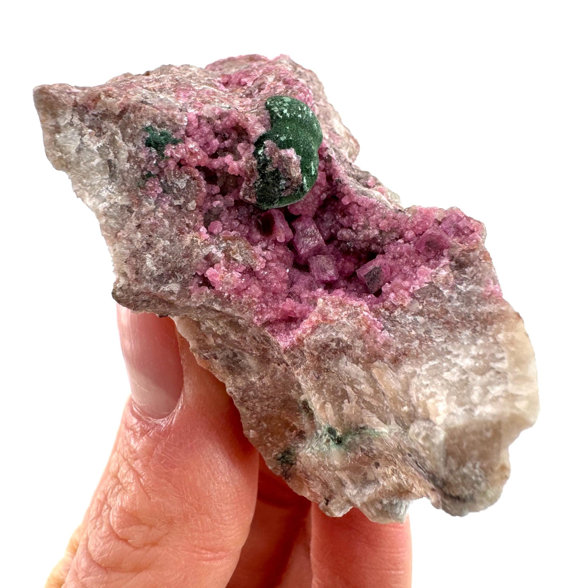 Sparkly Cobalto Calcite & Malachite Specimen (Congo), cobalto calcite, cobaltoan calcite, salrose