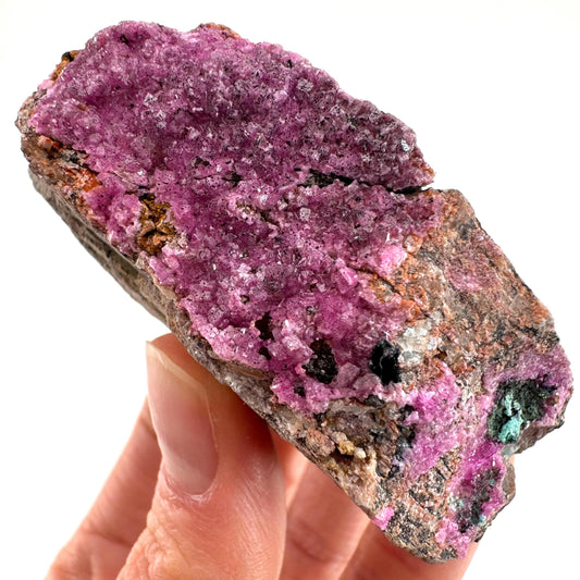 Sparkly Cobalto Calcite with Heterogenite & Malachite Specimen (Congo), cobalto calcite, cobaltoan calcite, salrose