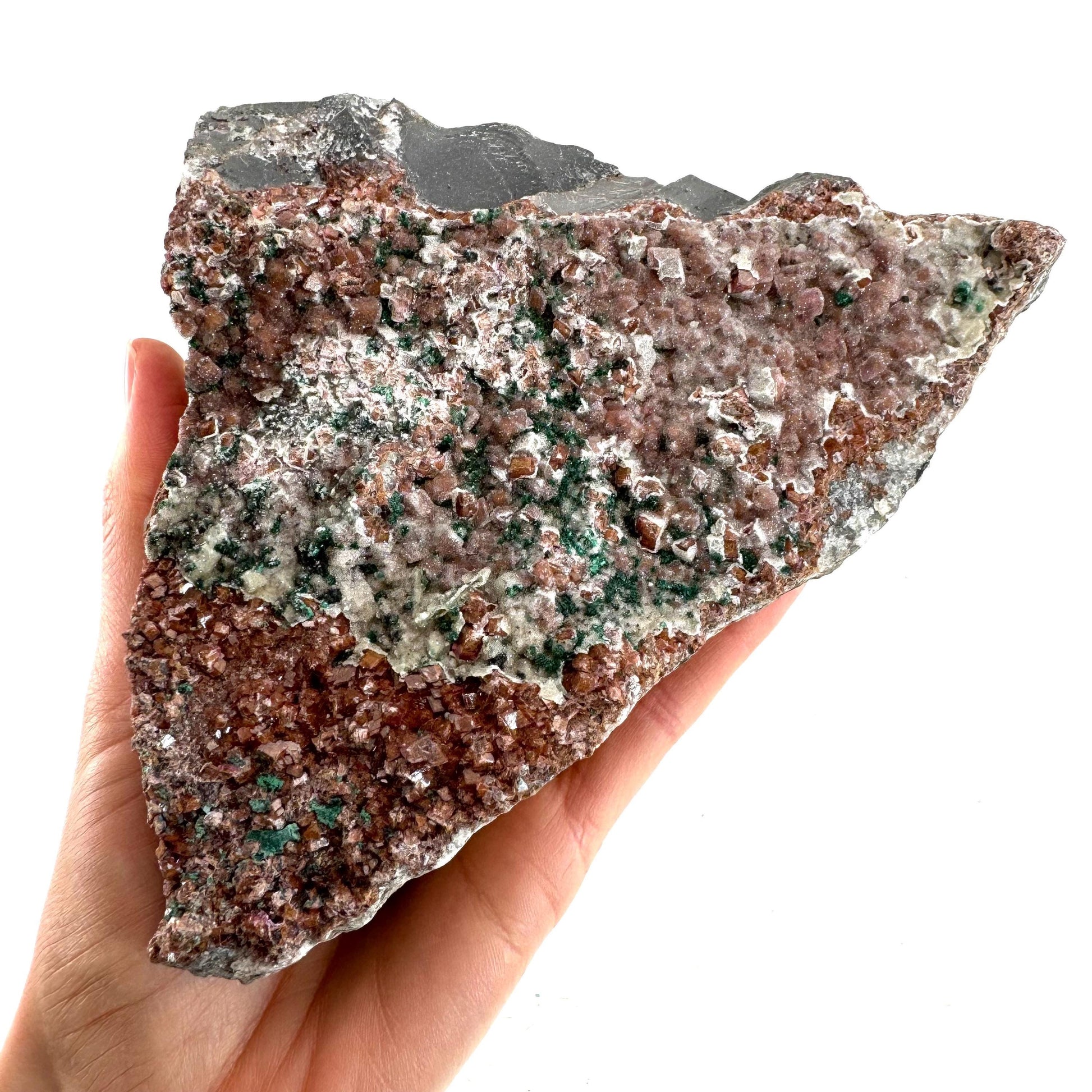 Sparkly Cobalto Calcite & Malachite Specimen (Congo), cobalto calcite, cobaltoan calcite, salrose