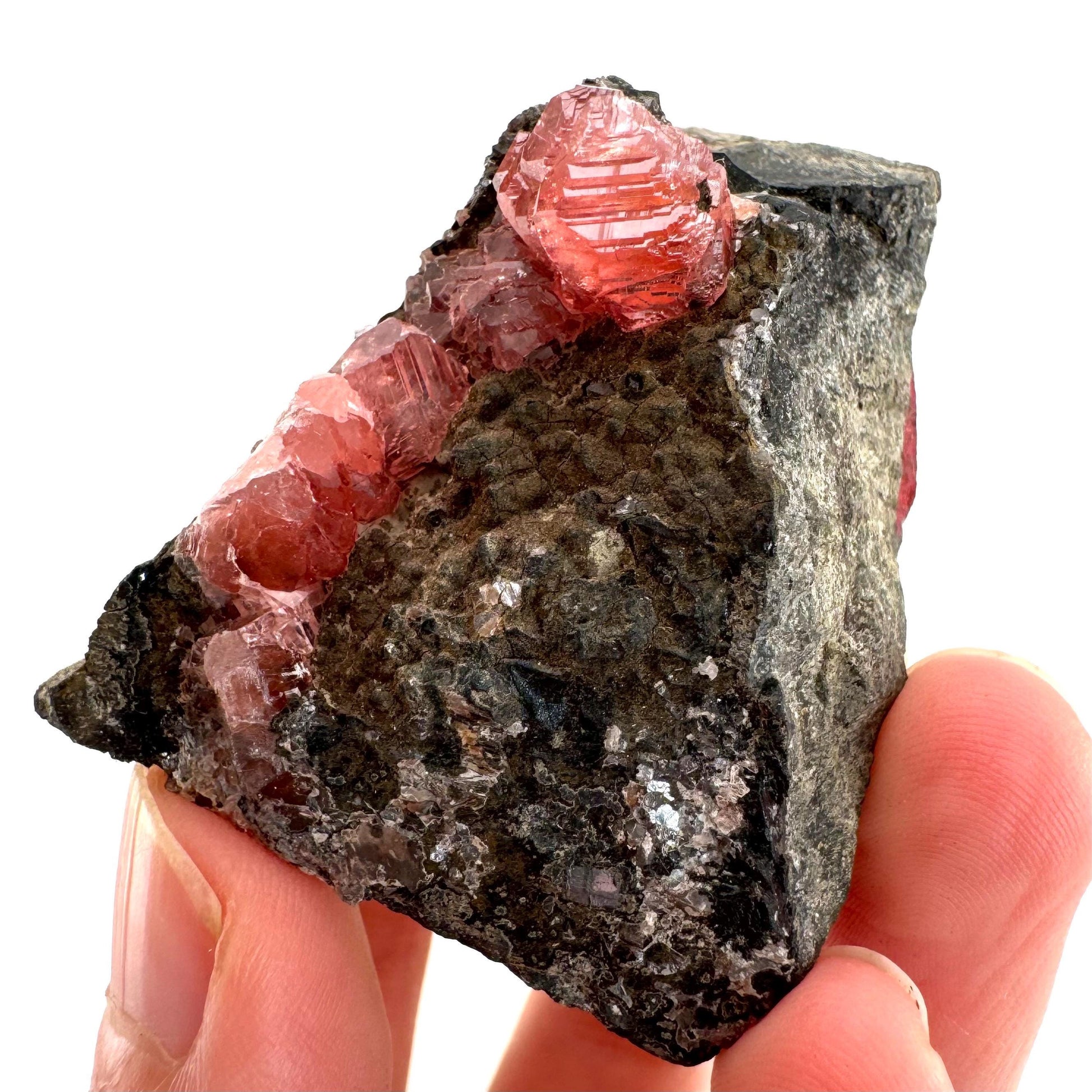 Rhodochrosite on Matrix (Peru) | rhodochrosite crystal, rare crystals, mineral specimen, rare minerals, natural rhodochrosite