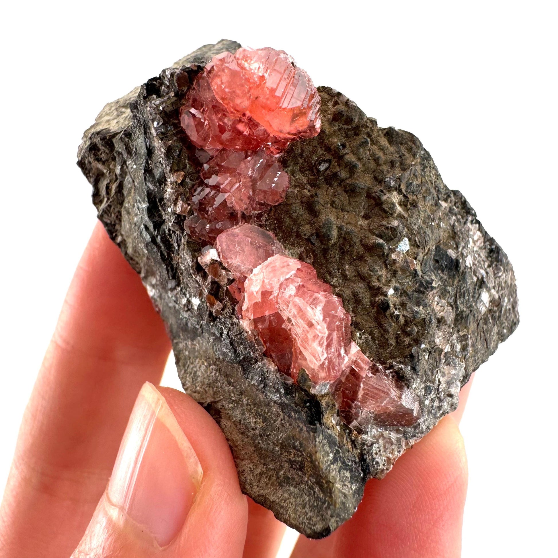 Rhodochrosite on Matrix (Peru) | rhodochrosite crystal, rare crystals, mineral specimen, rare minerals, natural rhodochrosite