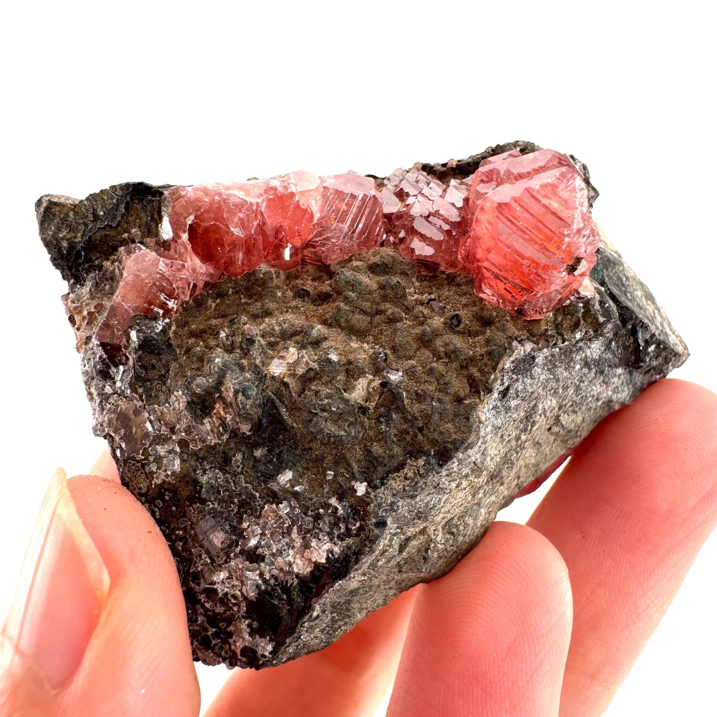 Rhodochrosite on Matrix (Peru) | rhodochrosite crystal, rare crystals, mineral specimen, rare minerals, natural rhodochrosite