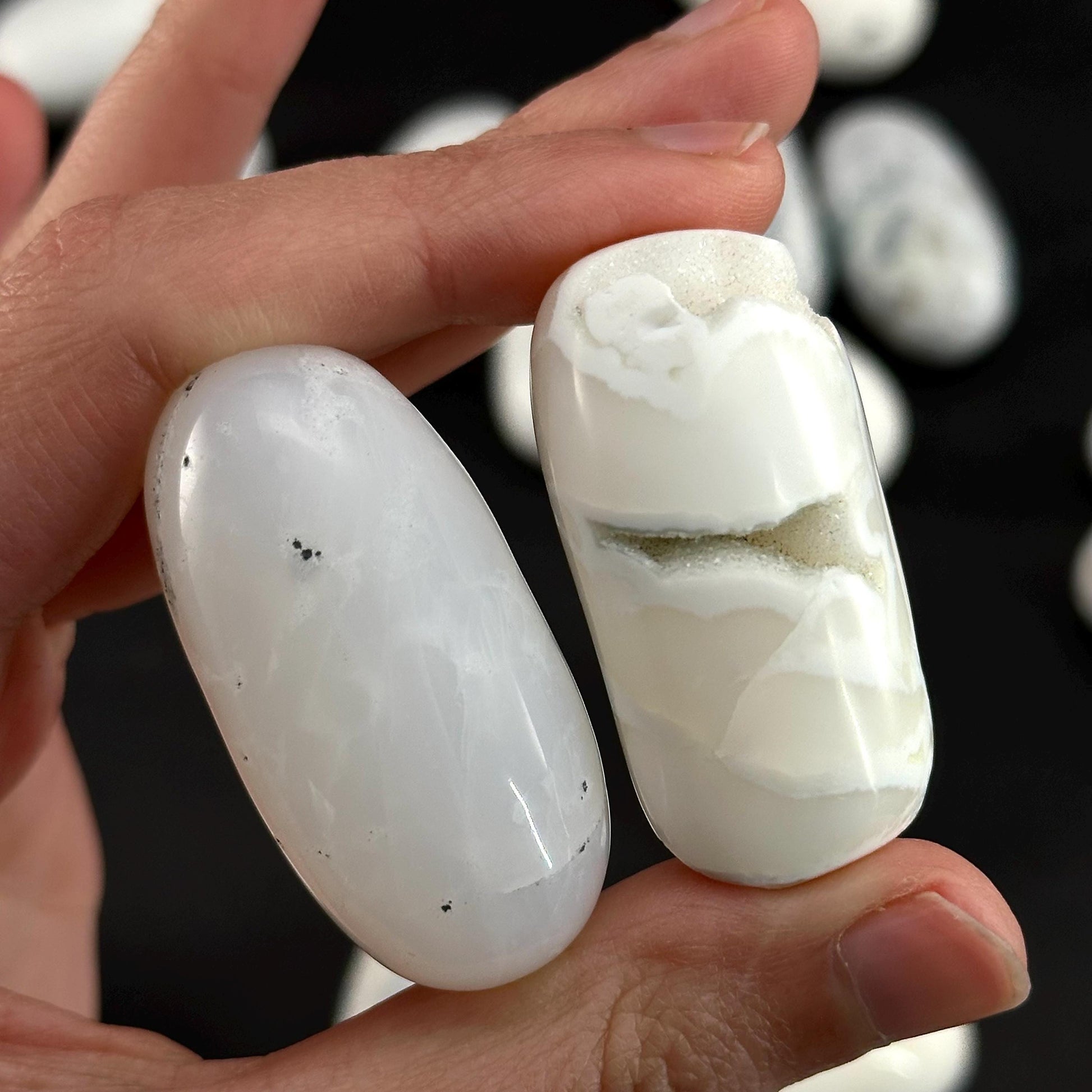 ONE Polished Snow Agate, white agate, tumbled snow agate