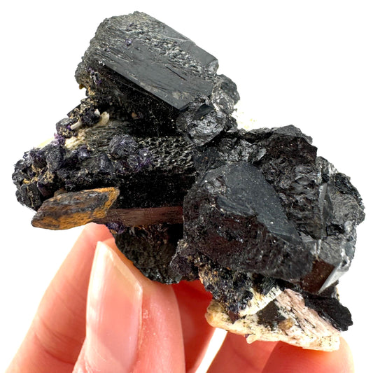 Black tourmaline cluster (Namibia), high grade black tourmaline, tourmaline crystal, black schorl