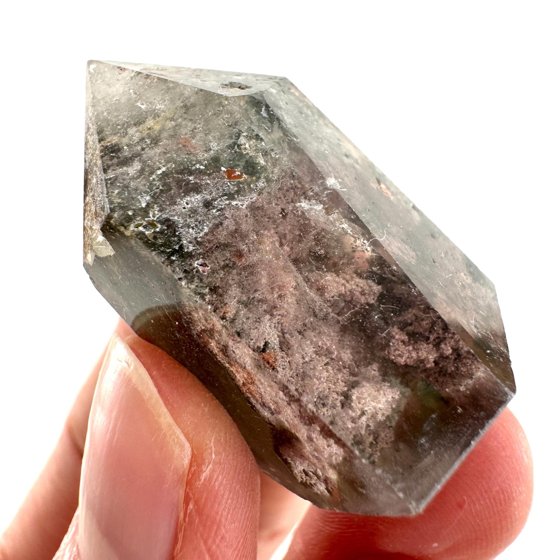 Phantom Quartz Point, Garden quartz, crystal point, lodolite quartz