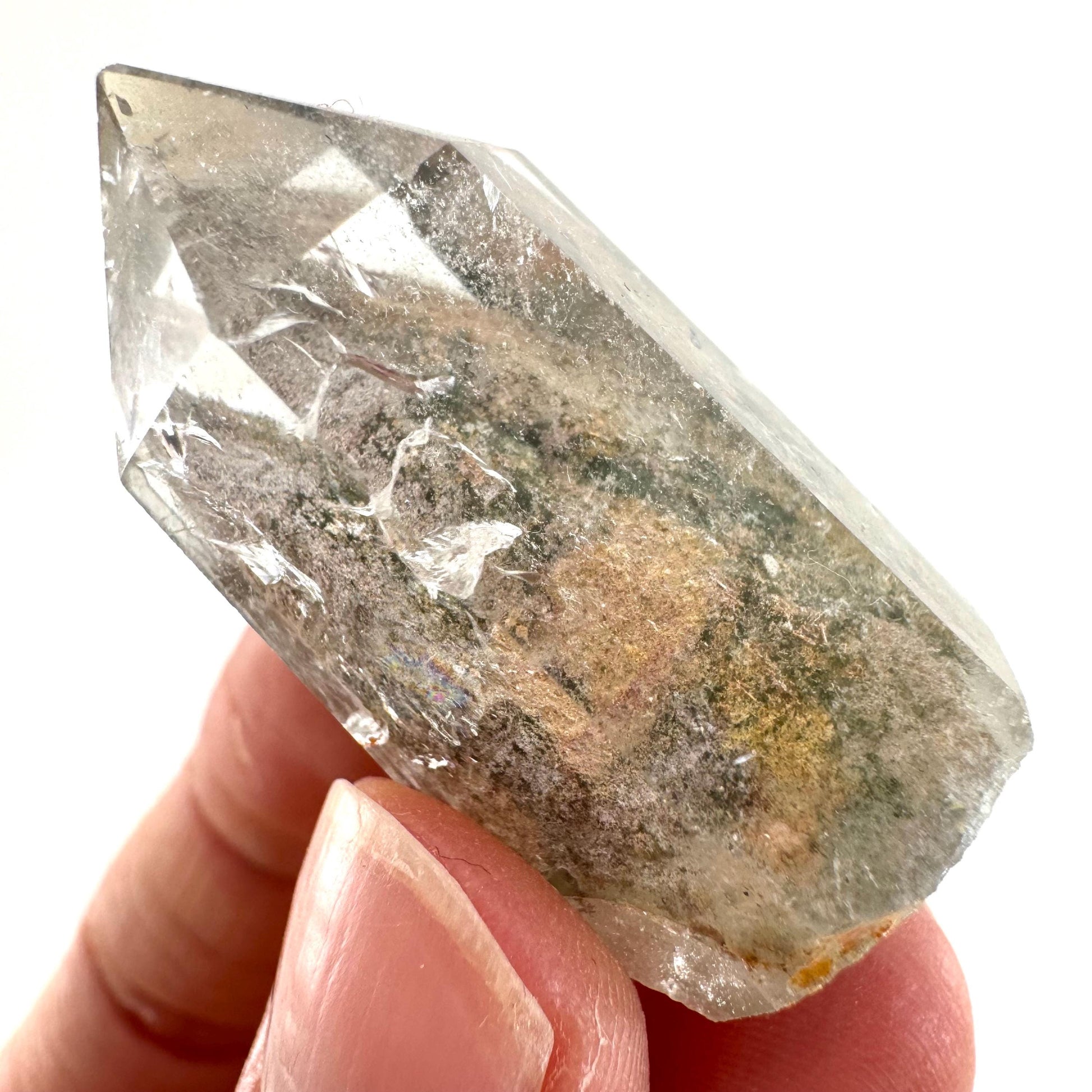 Phantom Quartz Point, Garden quartz, crystal point, lodolite quartz