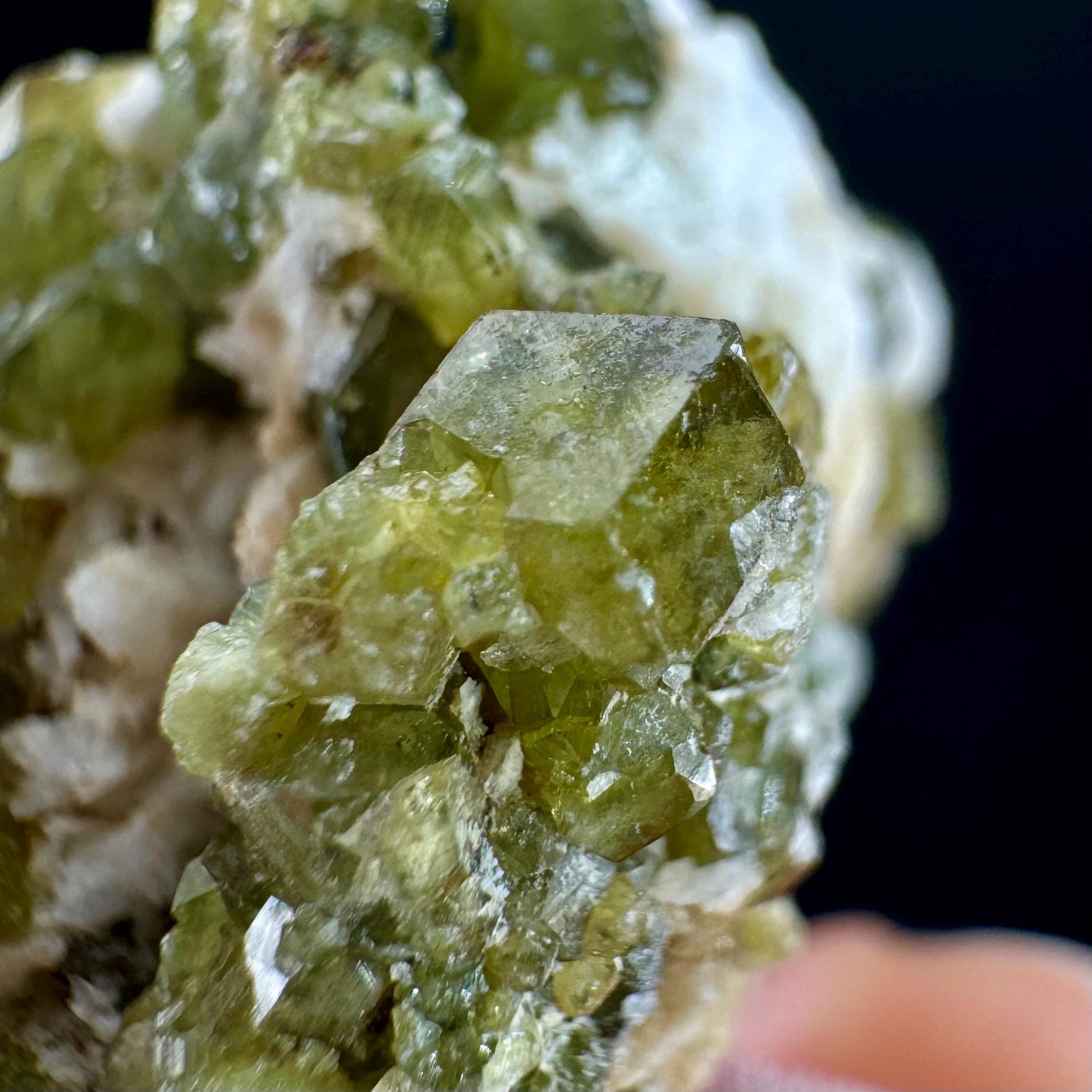 Andradite var. Demantoid w/ Hyalite Opal (Namibia) | green garnet, rare minerals, demantoid garnet, mineral specimen