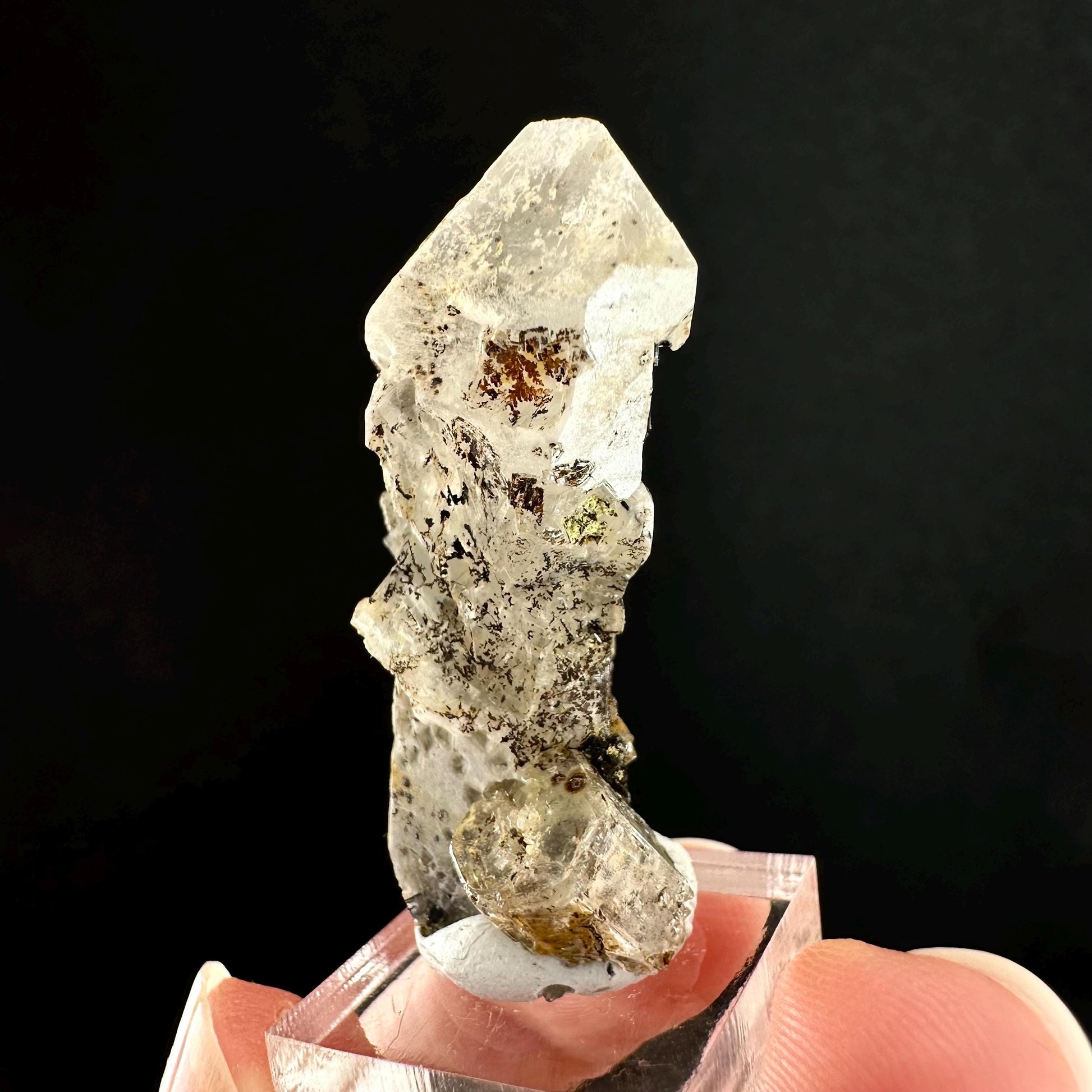 Beryl var. Goshenite on Quartz w/ Hyalite Opal (Namibia) | white beryl, goshenite crystal, mineral specimen