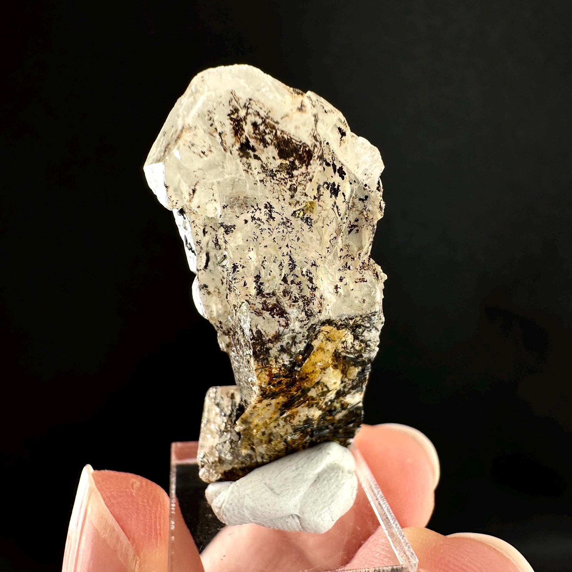 Beryl var. Goshenite on Quartz w/ Hyalite Opal (Namibia) | white beryl, goshenite crystal, mineral specimen