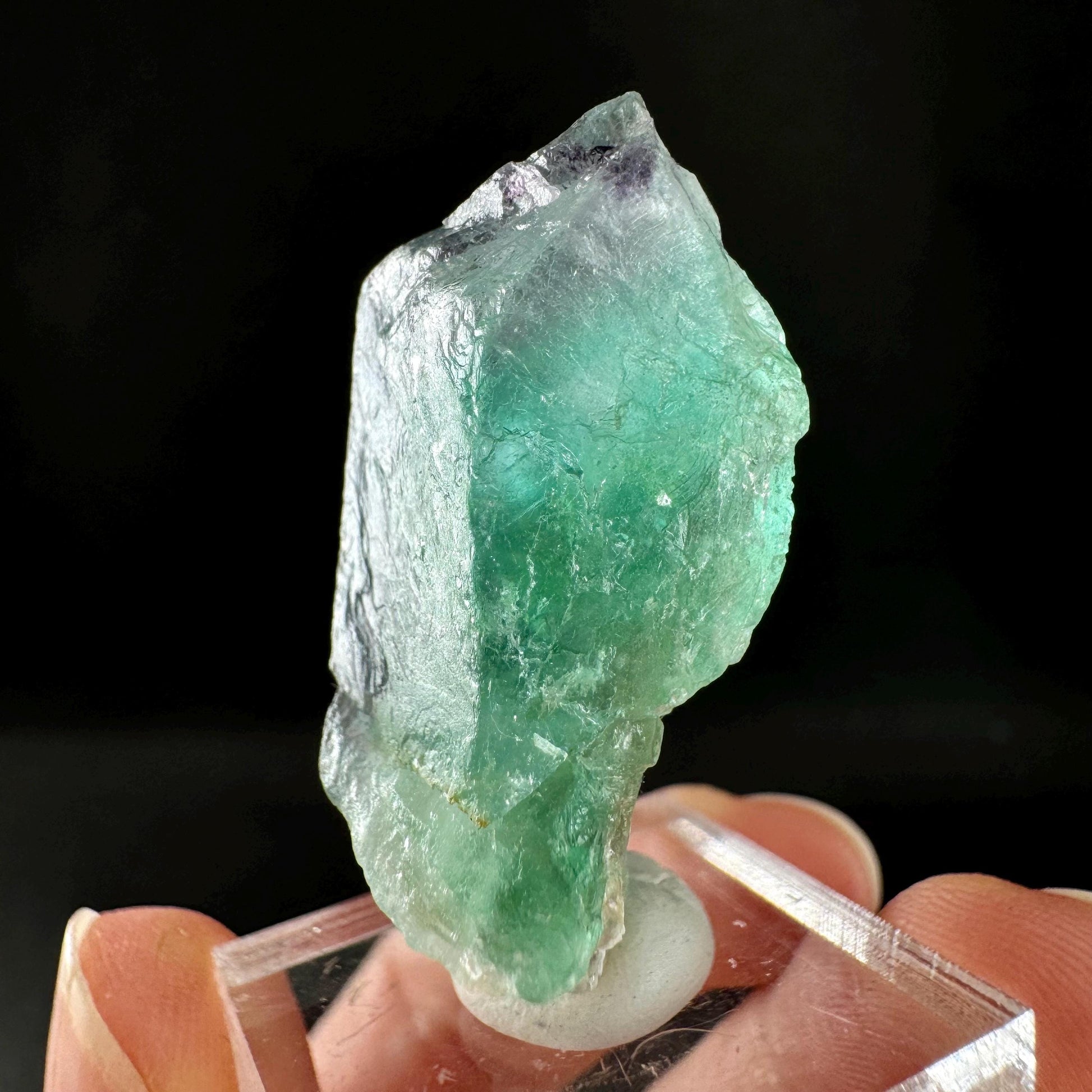 Spinel Twin Fluorite (Erongo, Namibia) | fluorite cluster, green fluorite, purple fluorite, mineral specimen