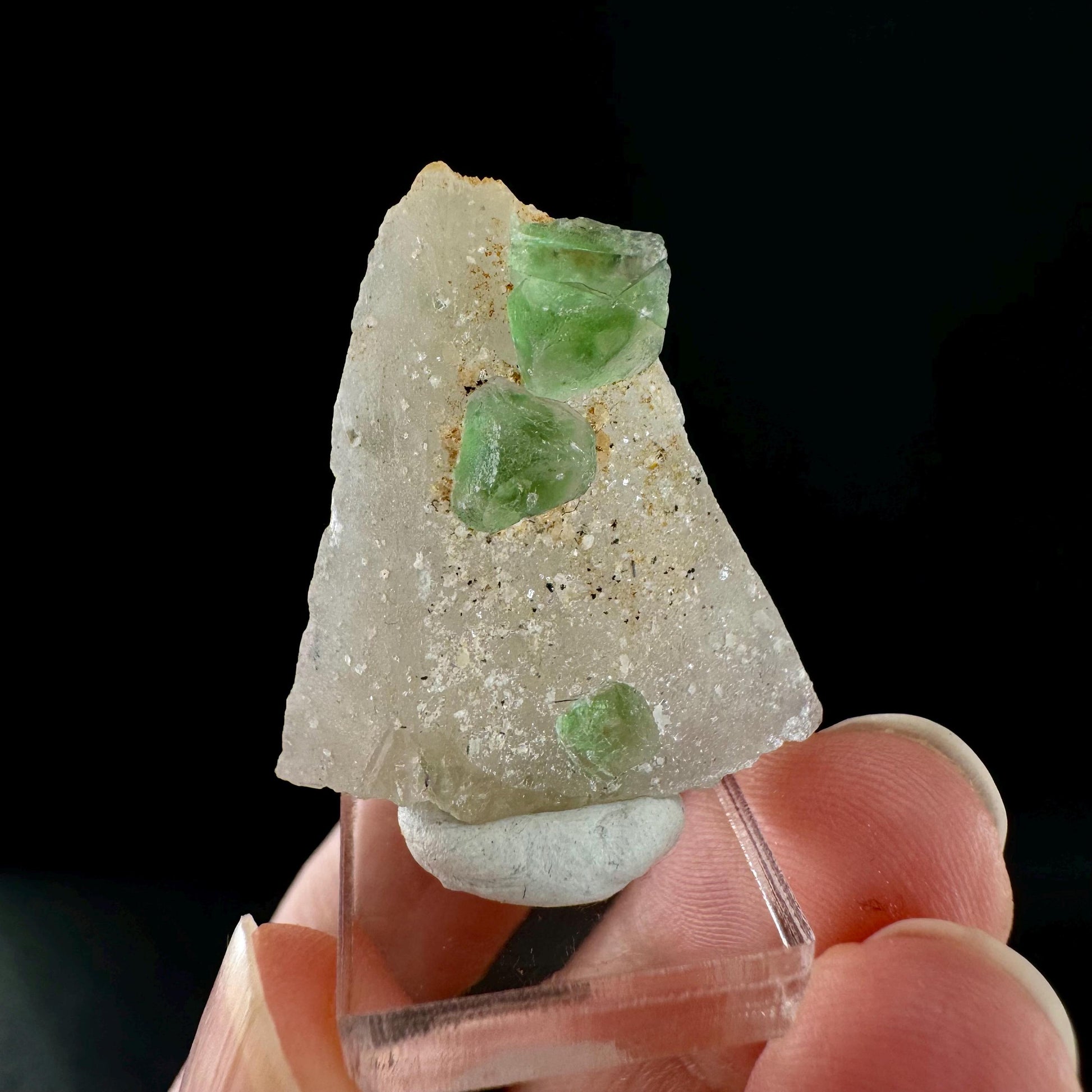 Fluorite on Quartz (Erongo, Namibia) | fluorite cluster, green fluorite, fluorite, mineral specimen