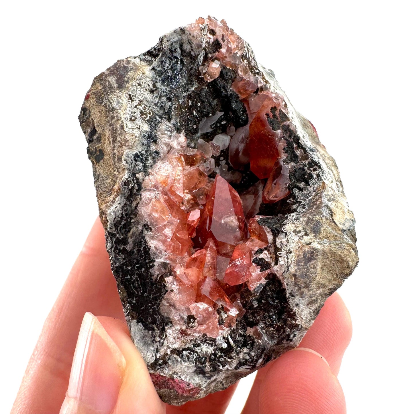 Rhodochrosite on Matrix (Peru) | rhodochrosite crystal, rare crystals, mineral specimen, rare minerals, natural rhodochrosite