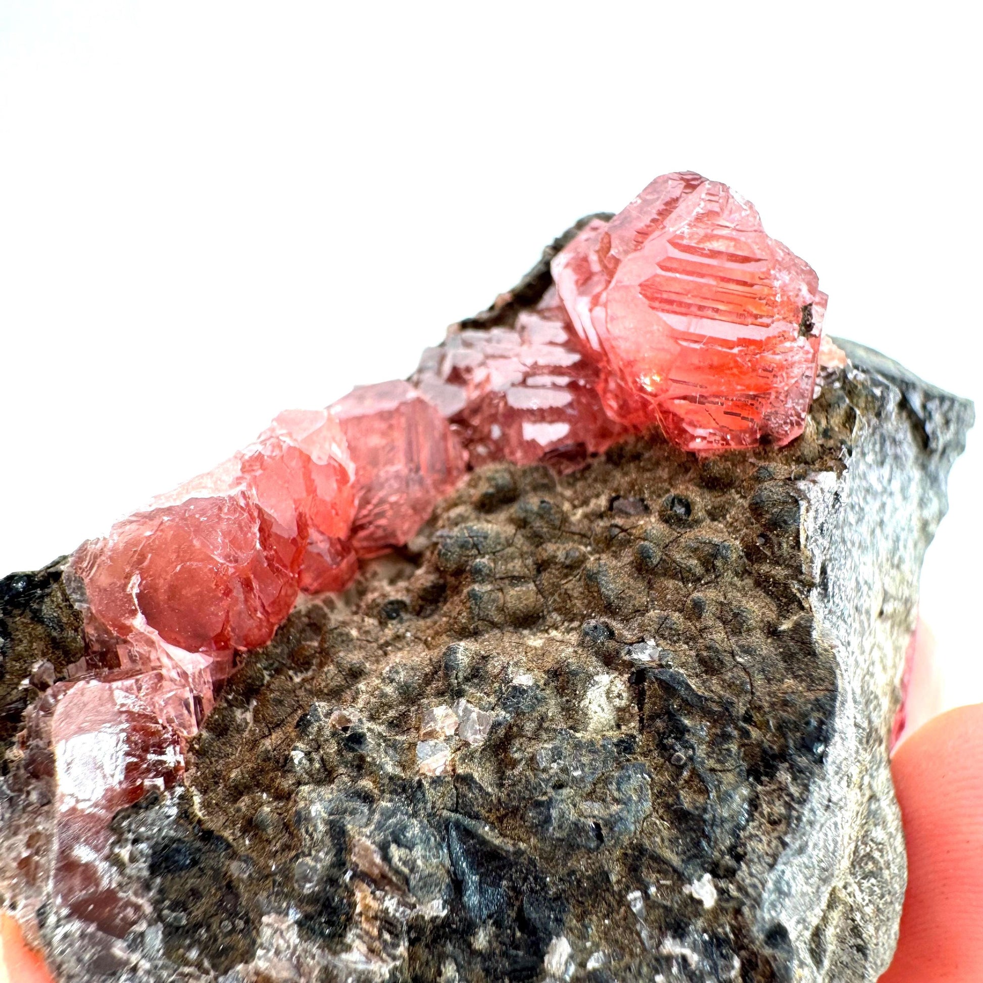 Rhodochrosite on Matrix (Peru) | rhodochrosite crystal, rare crystals, mineral specimen, rare minerals, natural rhodochrosite