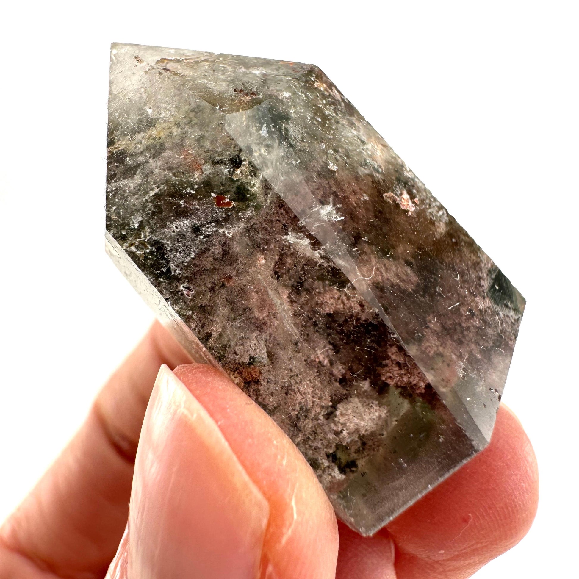 Phantom Quartz Point, Garden quartz, crystal point, lodolite quartz