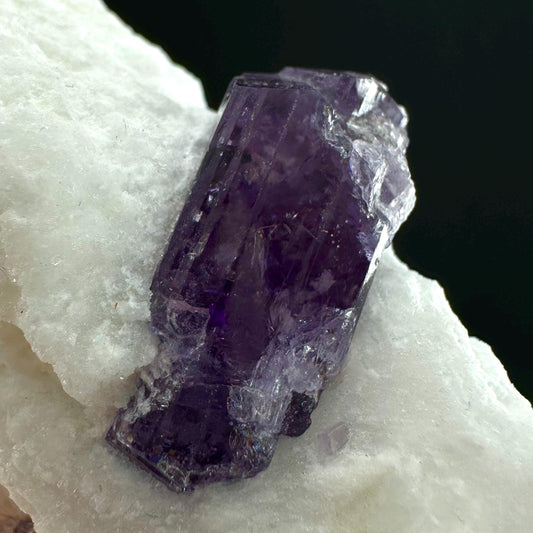Scapolite var. Marialite on Feldspar Matrix (Afghanistan), purple scapolite, terminated scapolite crystal, mineral specimen, rare gems