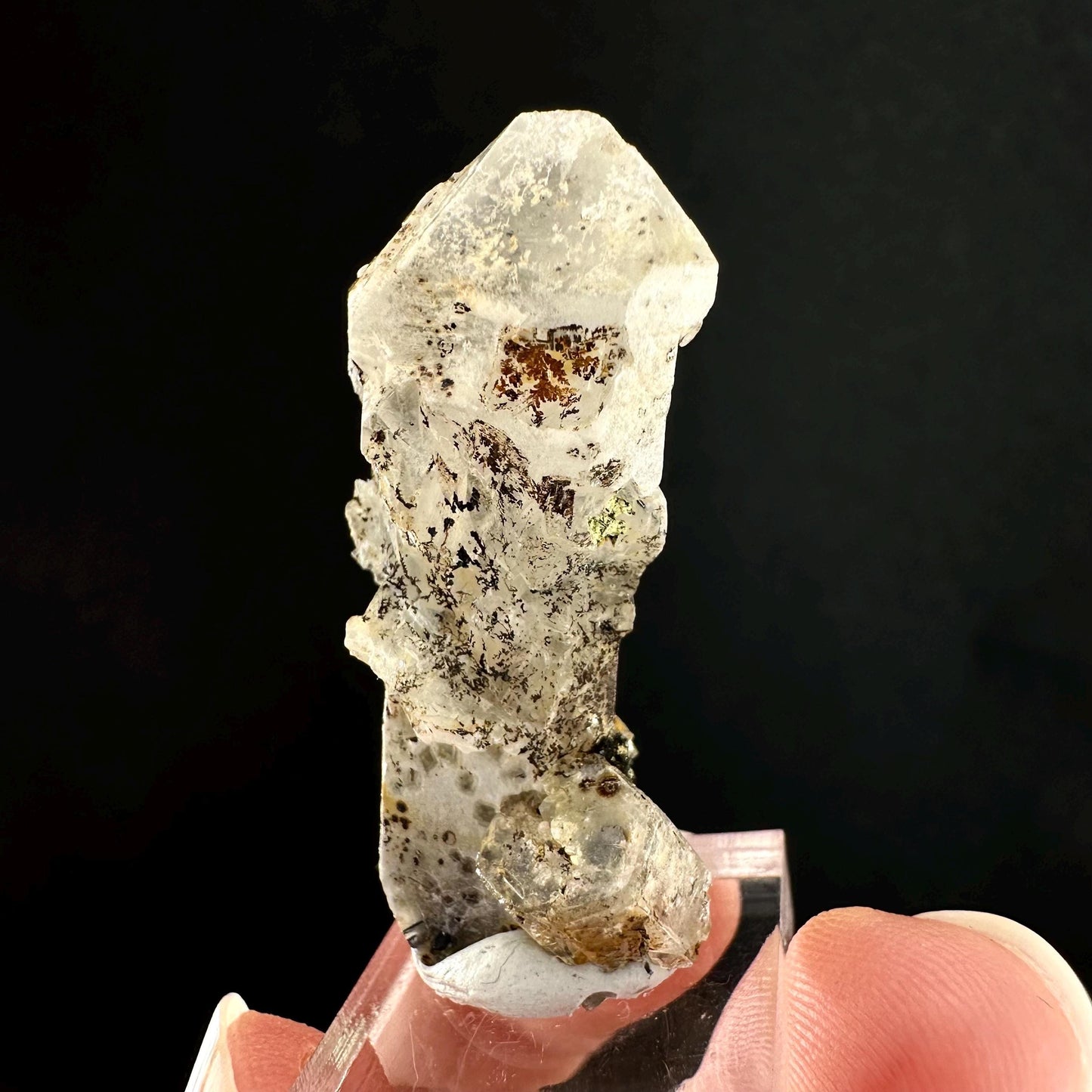 Beryl var. Goshenite on Quartz w/ Hyalite Opal (Namibia) | white beryl, goshenite crystal, mineral specimen