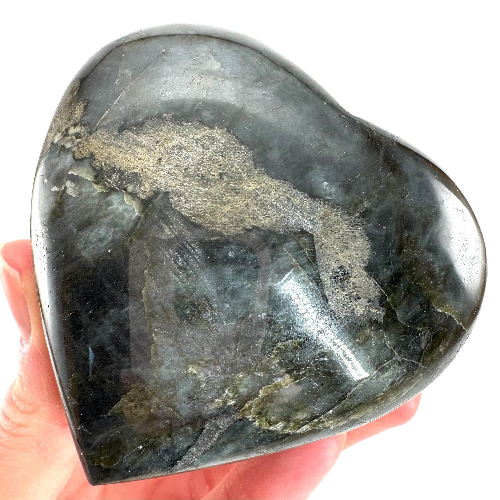 Labradorite heart, crystal heart, flashy labradorite, polished labradorite