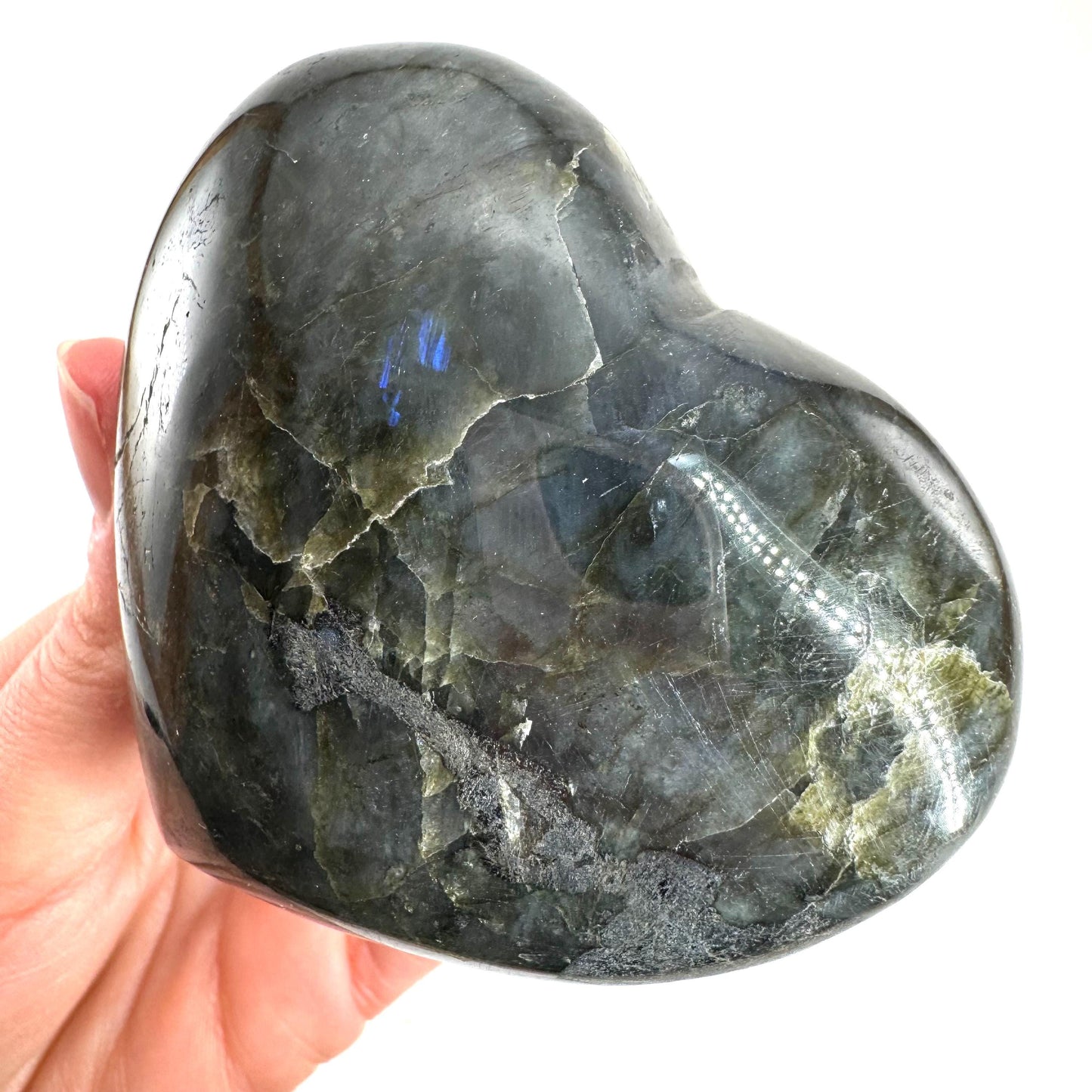 Labradorite heart, crystal heart, flashy labradorite, polished labradorite